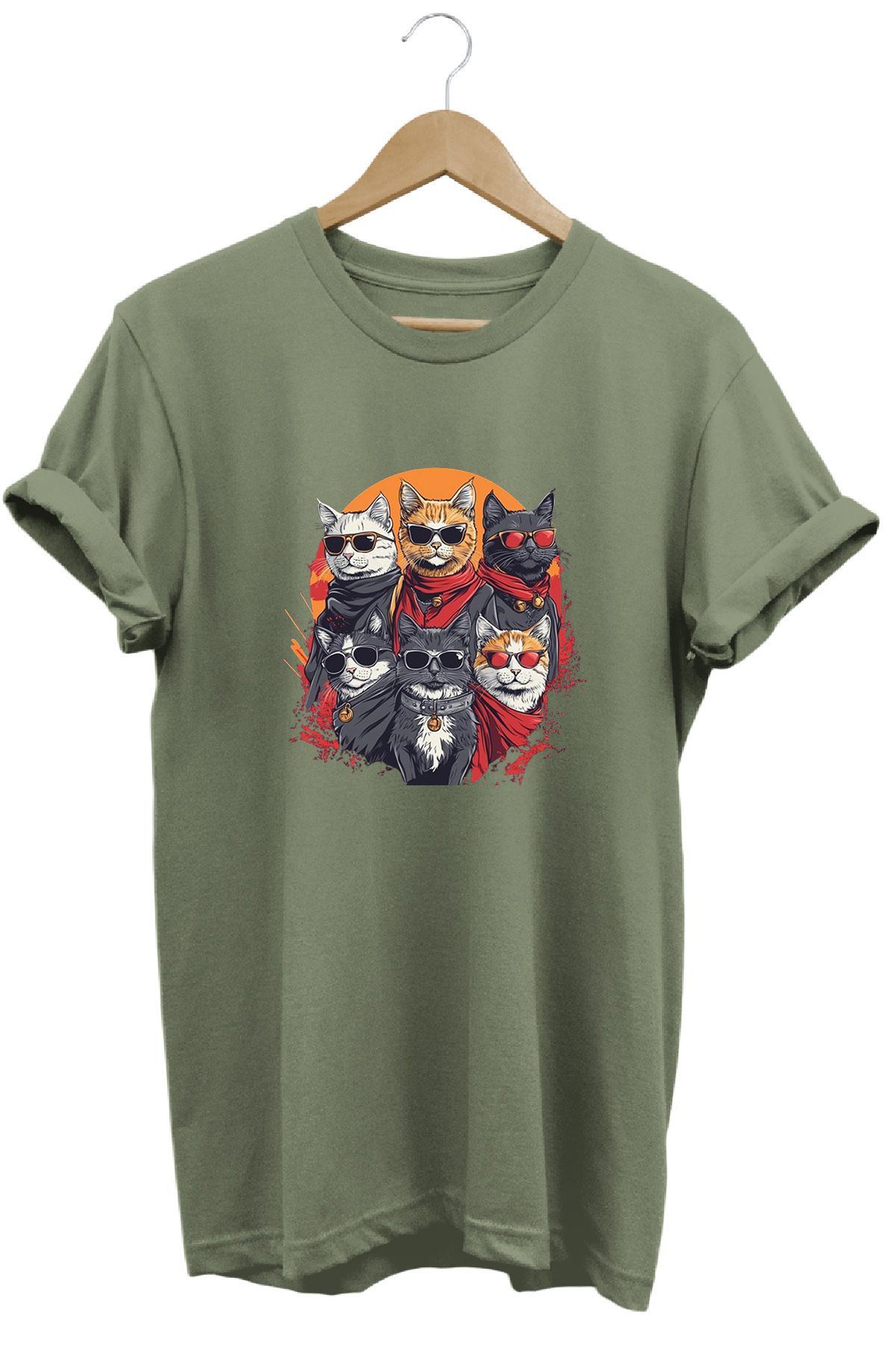 remonz Kedi Çetesi Baskılı %100 Pamuk Regular Fit Bisiklet Yaka T-shirt