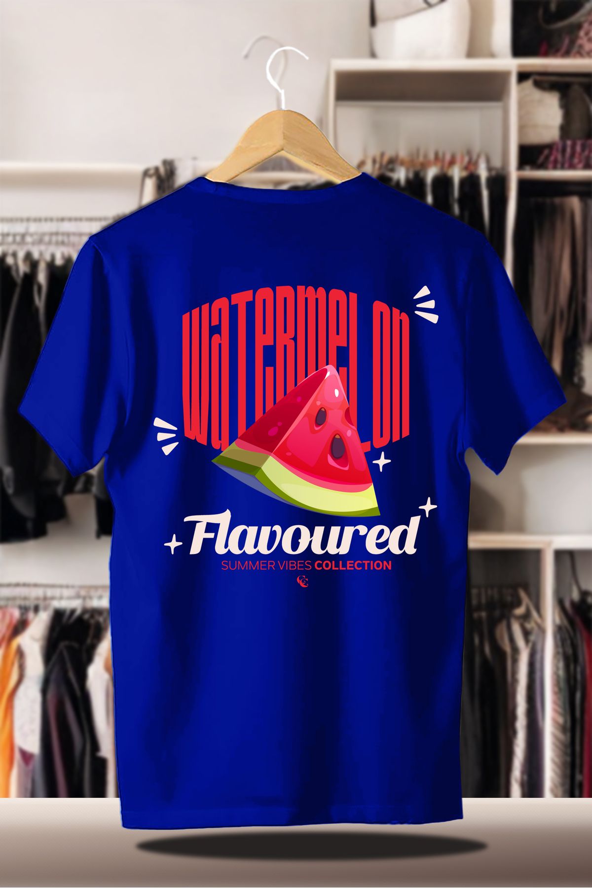 C&C OKULCUNUZ Pamuklu Oversize Baskılı 3 İplik Şardonlu Saks T-Shirt | Summer Yaz Karpuz Flavoured