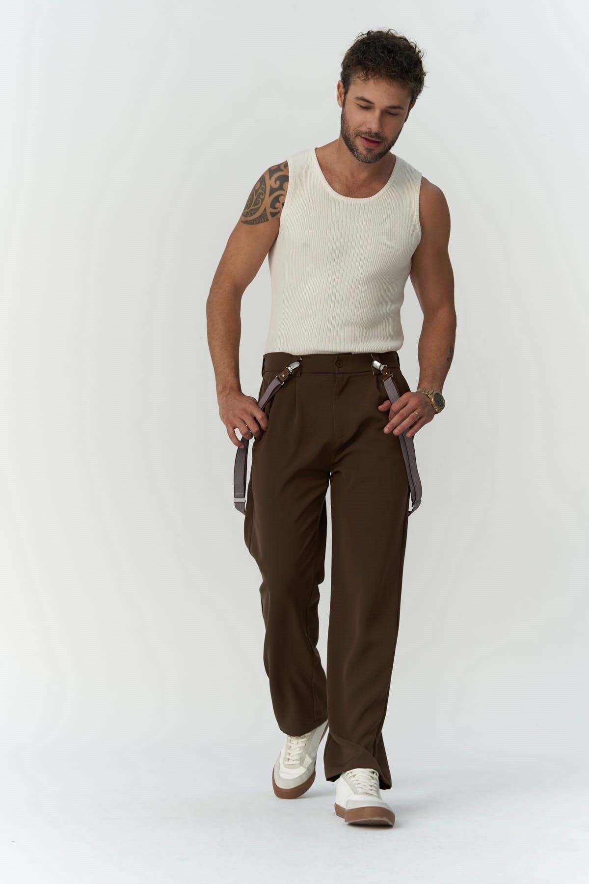 MAİ COLLECTİON-Ανδρικό παντελόνι Wells Dark Khaki 7