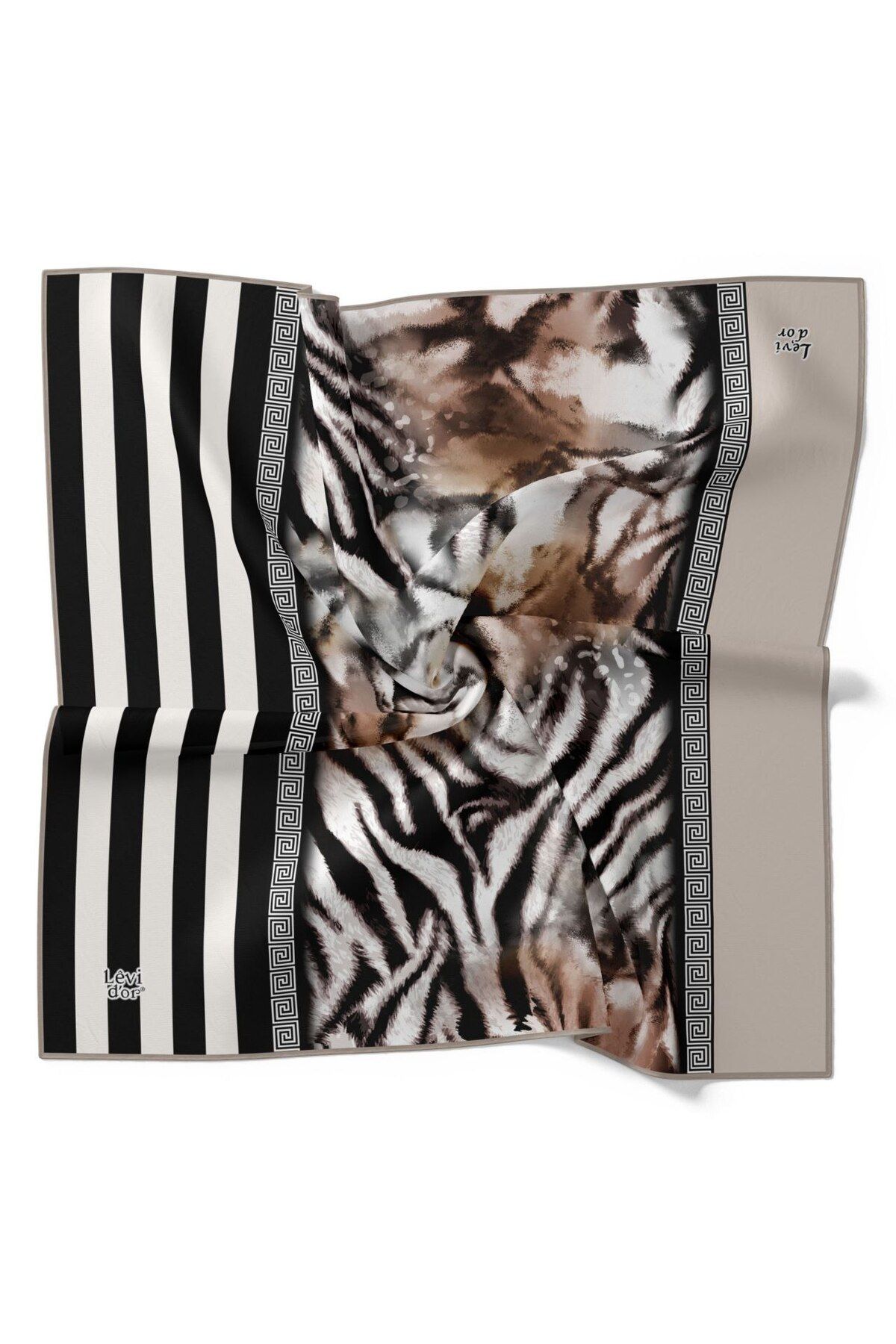 Levidor-Striped Leopard Pattern Sparkling Crystal Scarf 2