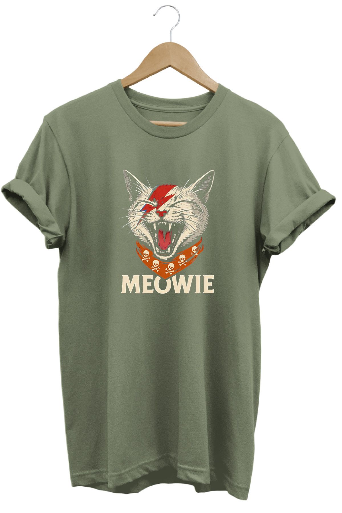 remonz Meow Kedi Baskılı %100 Pamuk Regular Fit Bisiklet Yaka T-shirt