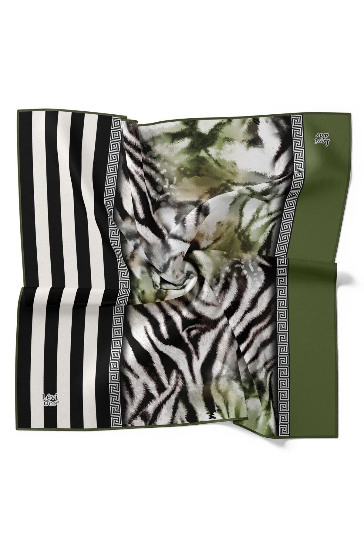 Levidor-Striped Leopard Pattern Sparkling Crystal Scarf 2
