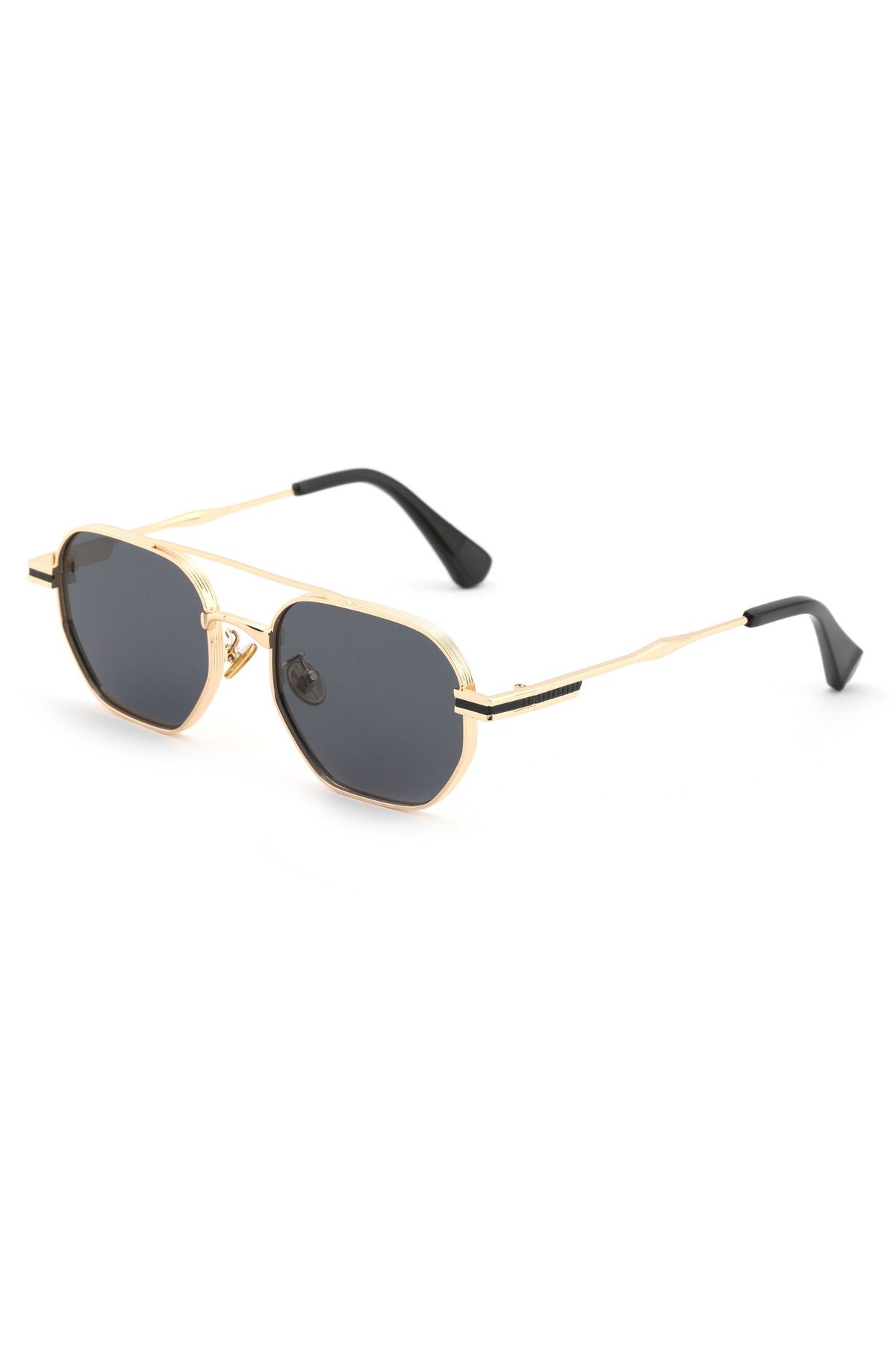 Angel Eyes Geometrik Tasarım Metal Gold Çerçeve Siyah Cam Unisex Gunes Gozlugu