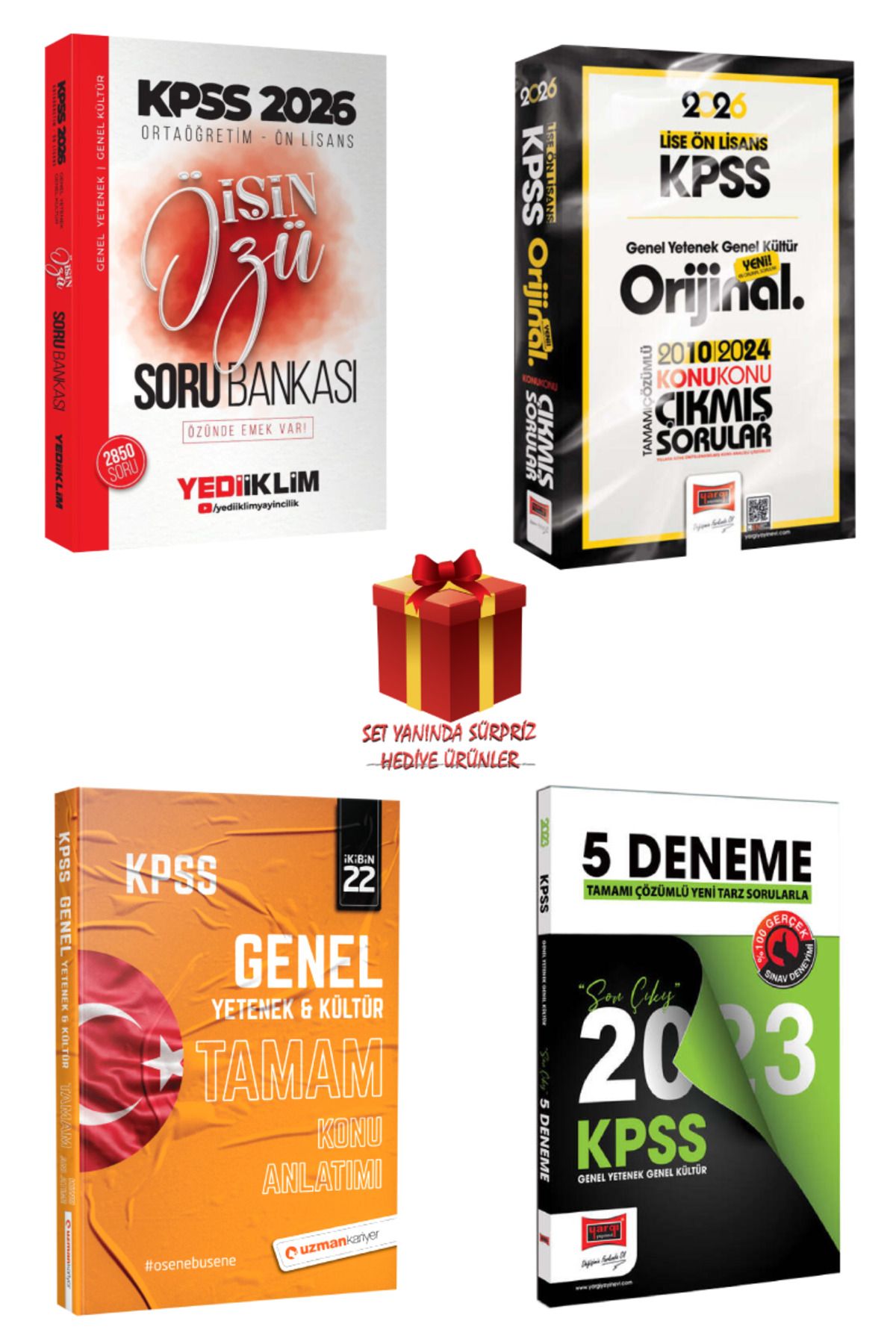 Yediiklim Yayınları 2026 KPSS İşin Özü Soru Bankası+ Yargı Orijinal 2010-2024 Konu Konu Çıkmış Sorular+TAMAM Konu+Deneme