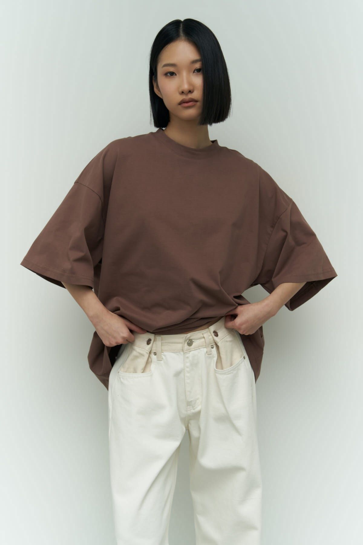 MAİ COLLECTİON-Mama Brown Color Oversize T-Shirt 6