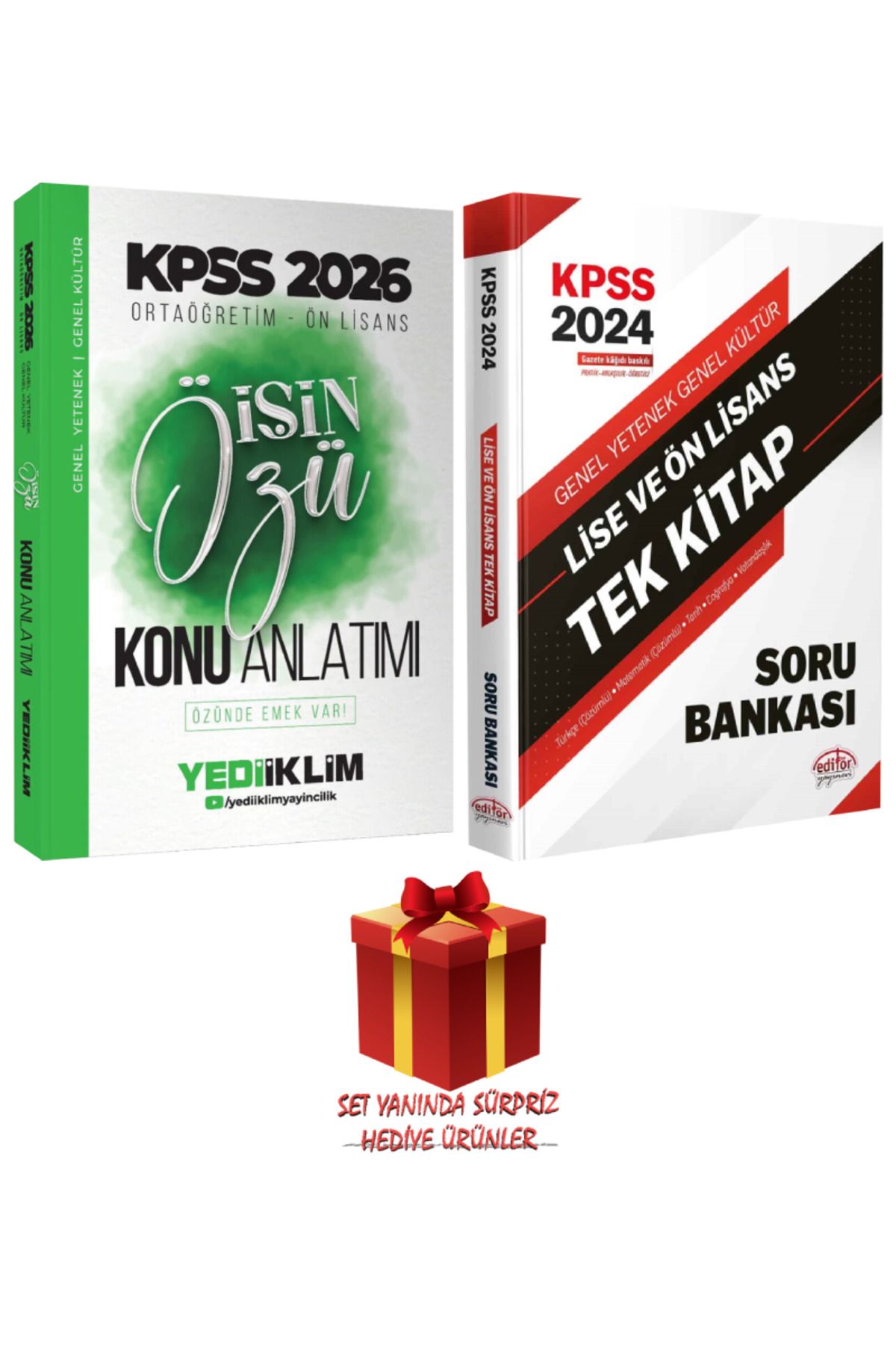 Yediiklim Yayınları 2026 KPSS Ortaöğretim Ön Lisans İşin Özü Konu Anlatımı+ Editör Tek Kitap Soru Bankası+ Hediye
