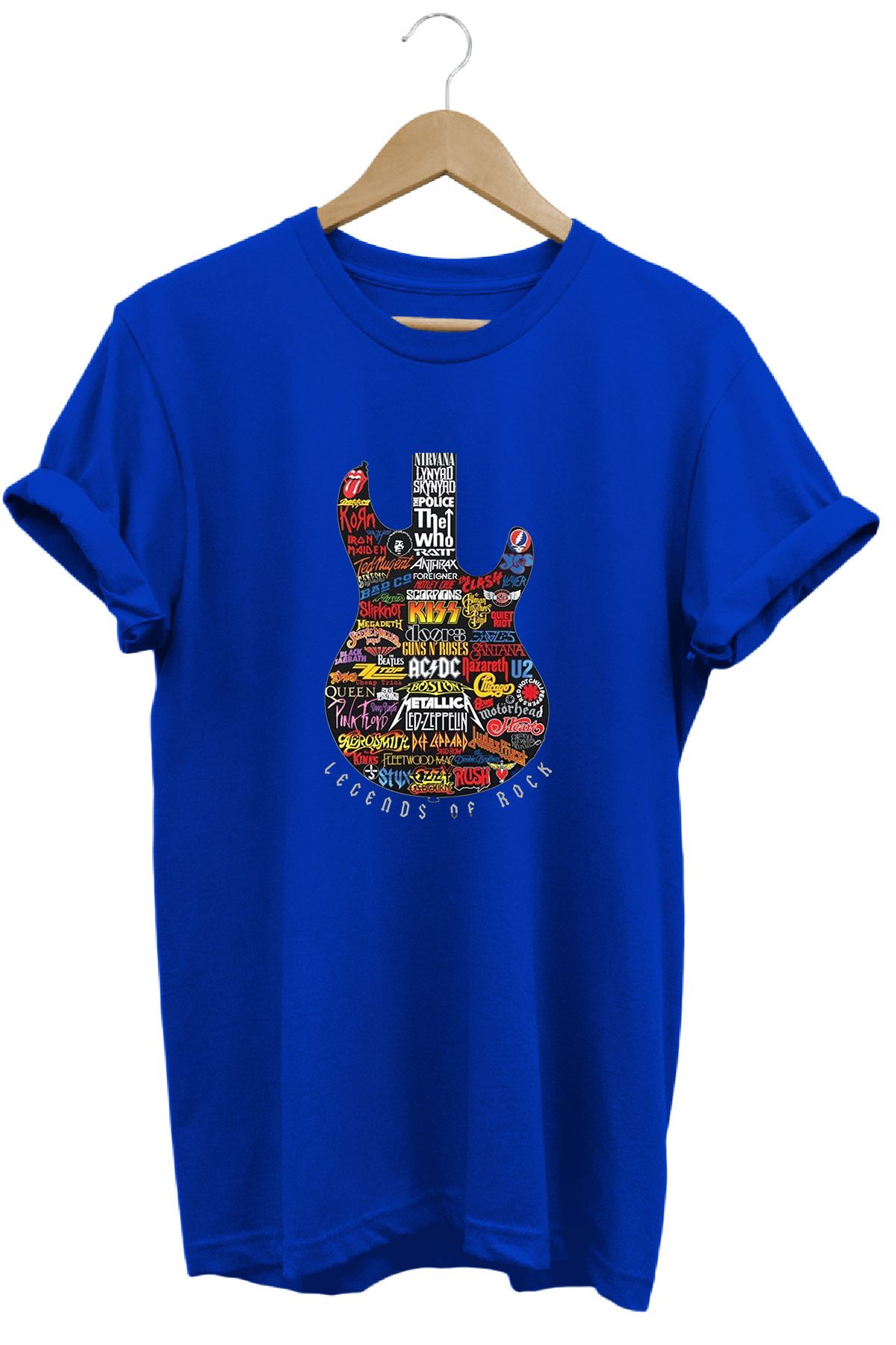 remonz Legends of Rock Rock Efsaneleri Baskılı %100 Pamuk Regular Fit Bisiklet Yaka T-shirt