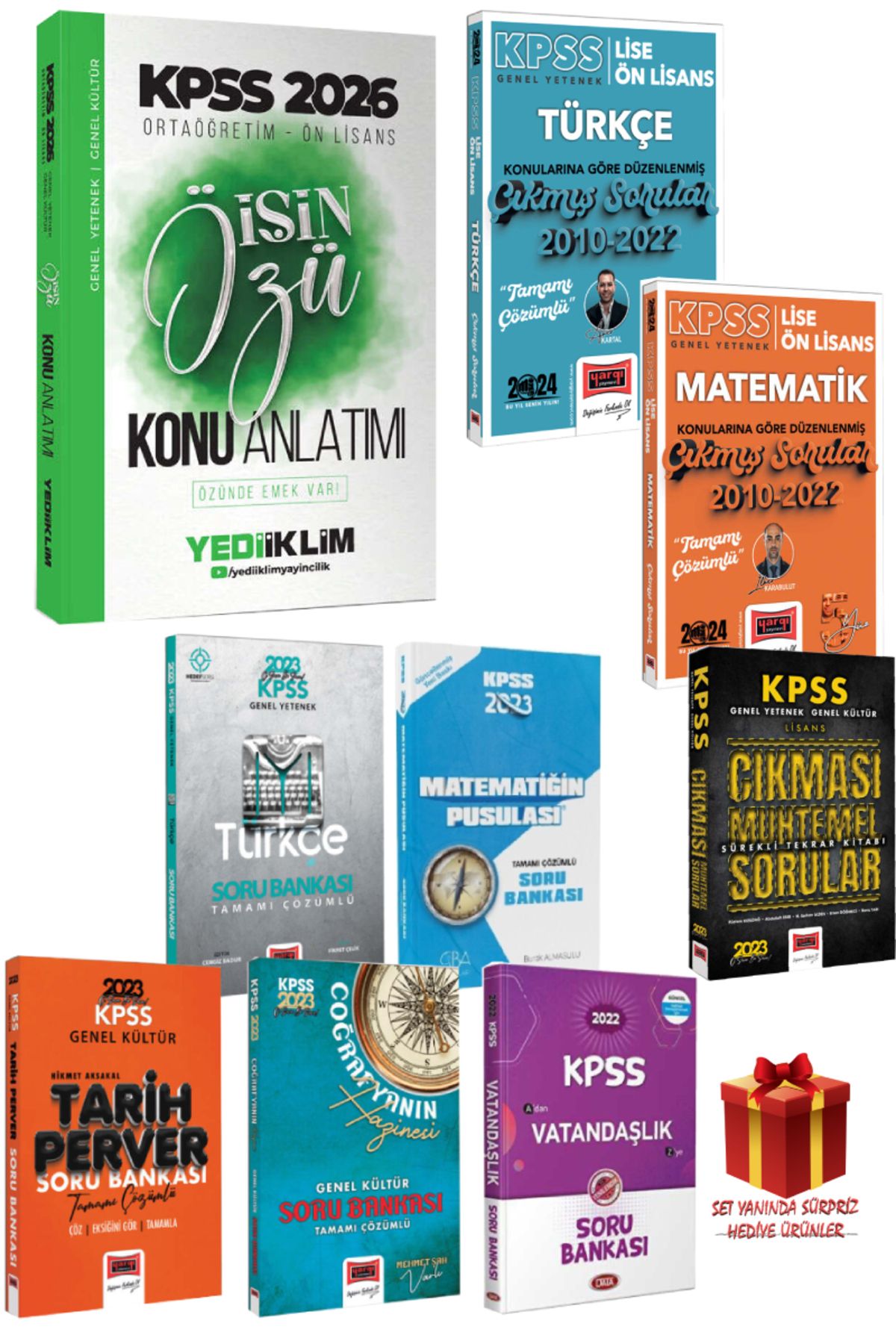Yediiklim Yayınları 2026 Yediiklim KPSS Ortaöğretim Ön Lisans Konu Anlatım+Yargı Türkçe Mat Çıkmış S+Soru Bankaları