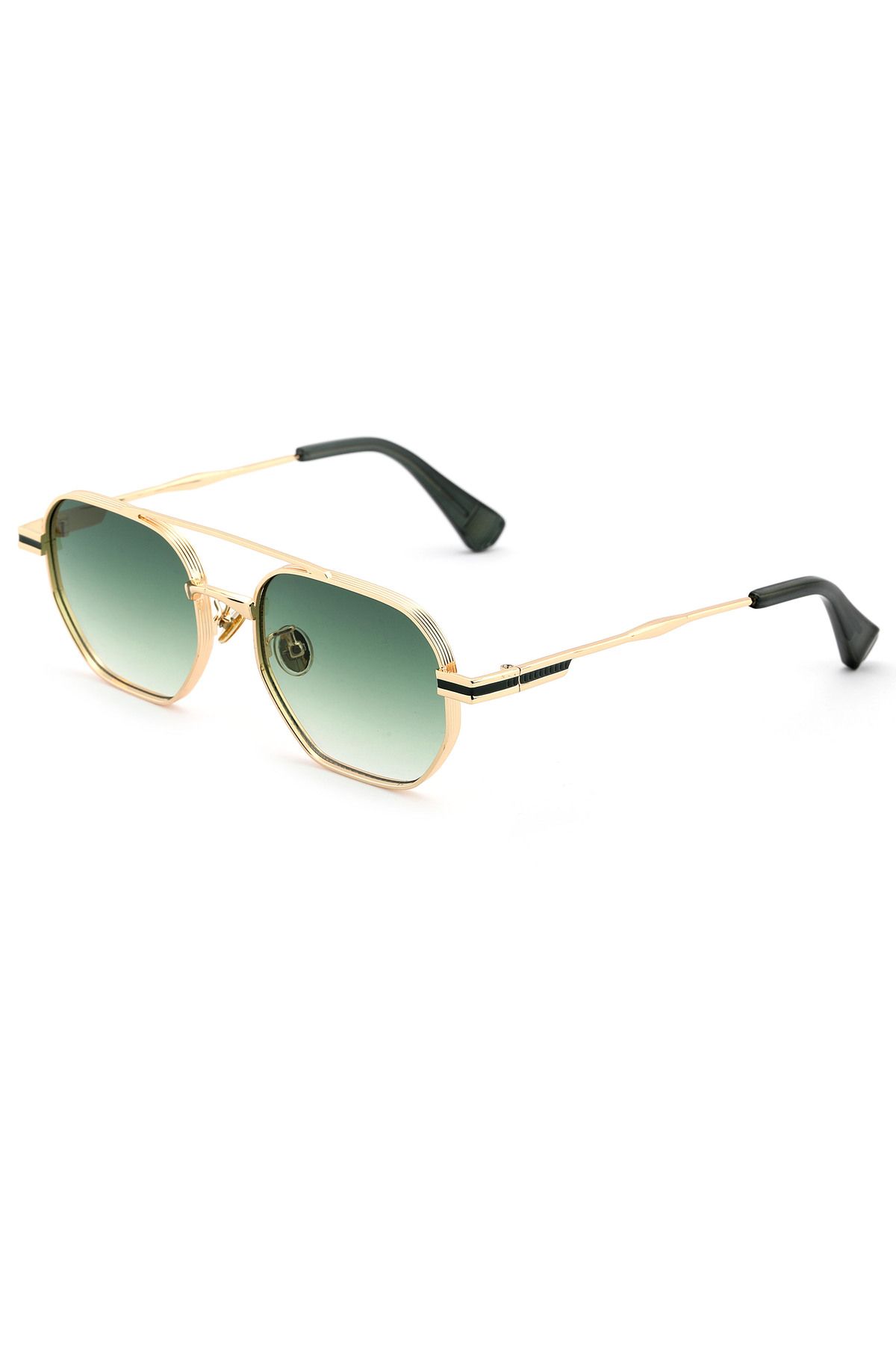 Angel Eyes Geometrik Tasarım Metal Altın Çerçeve Yeşil Cam Unisex Gunes Gozlugu