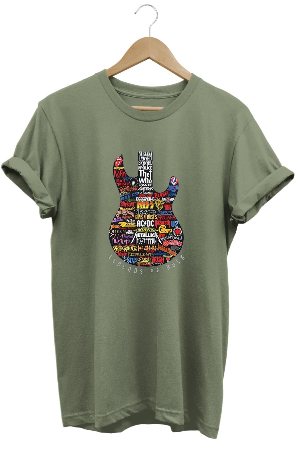 remonz Legends of Rock Rock Efsaneleri Baskılı %100 Pamuk Regular Fit Bisiklet Yaka T-shirt