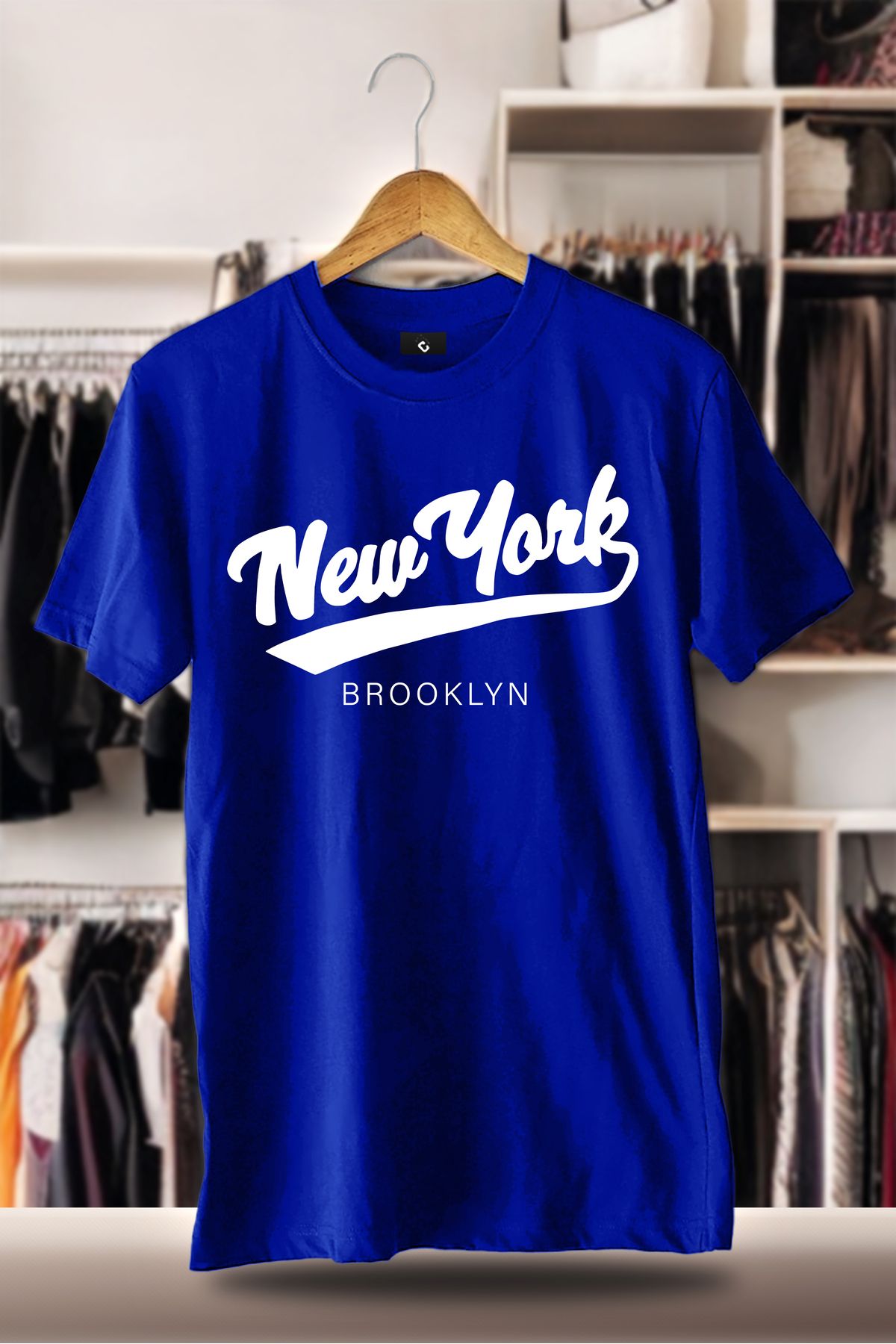 C&C OKULCUNUZ Pamuklu Oversize Baskılı 3 İplik Şardonlu Saks T-Shirt | New York Şehir Baskı