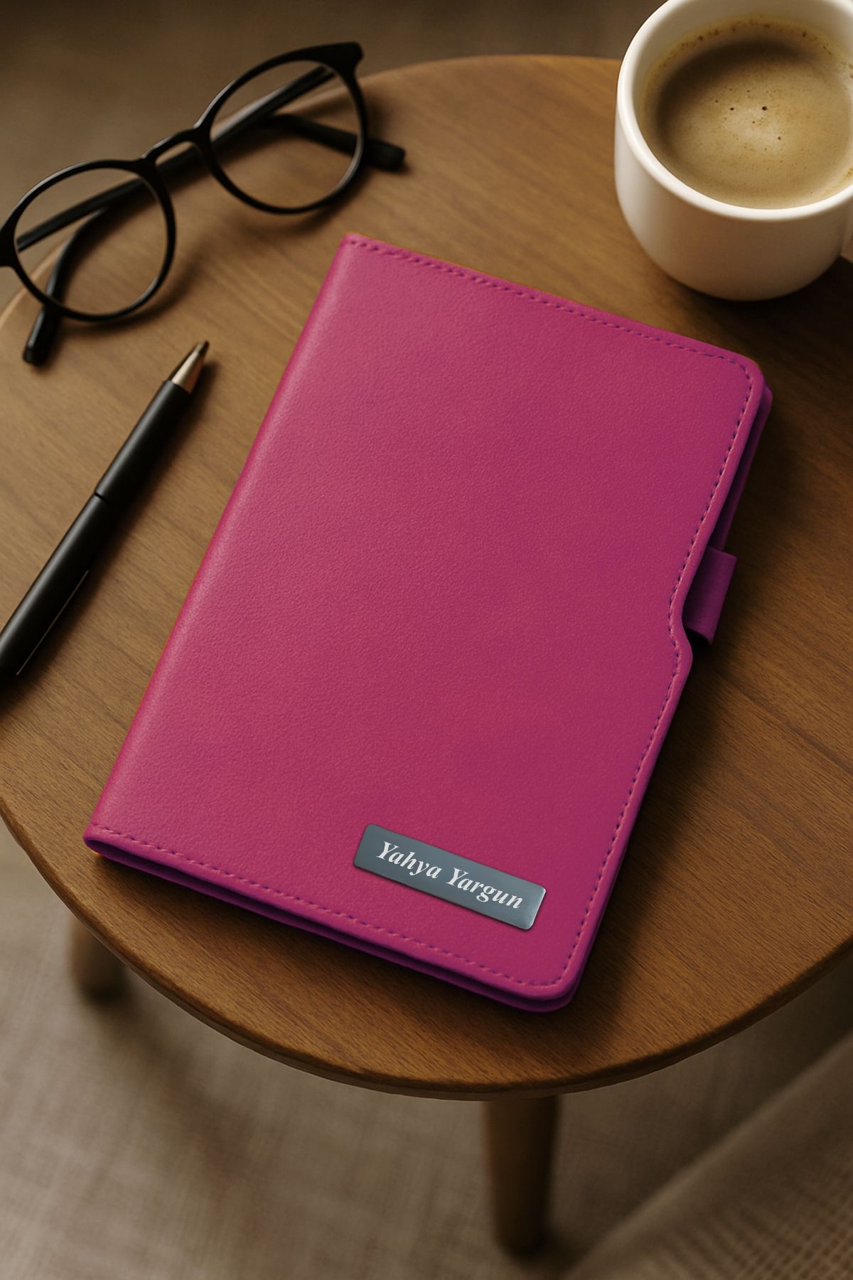 inkglo Kişiye Özel Pembe Sert Kapaklı Çizgili Defter 14x21cm 224 Sayfa Hediyelik Defter