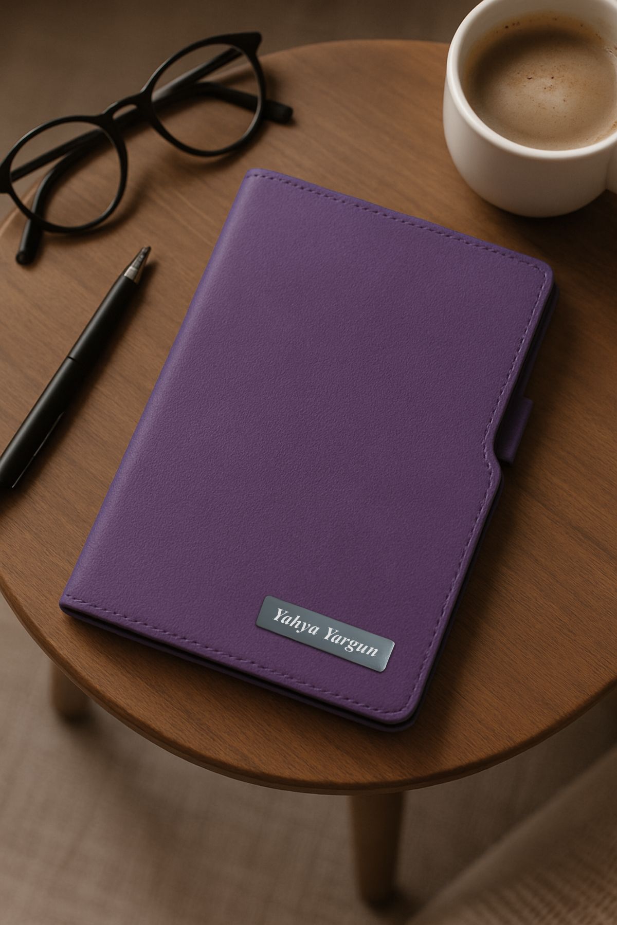 inkglo Kişiye Özel Mor Sert Kapaklı Çizgili Defter 14x21cm 224 Sayfa Hediyelik Defter
