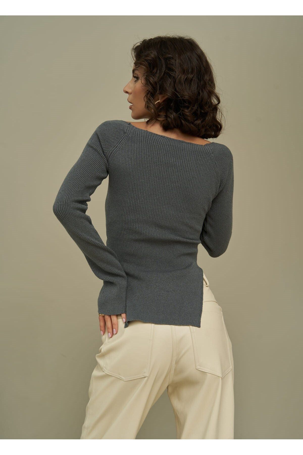 MAİ COLLECTİON-Αλλαγή Smoked Knitwear Μπλούζα 5