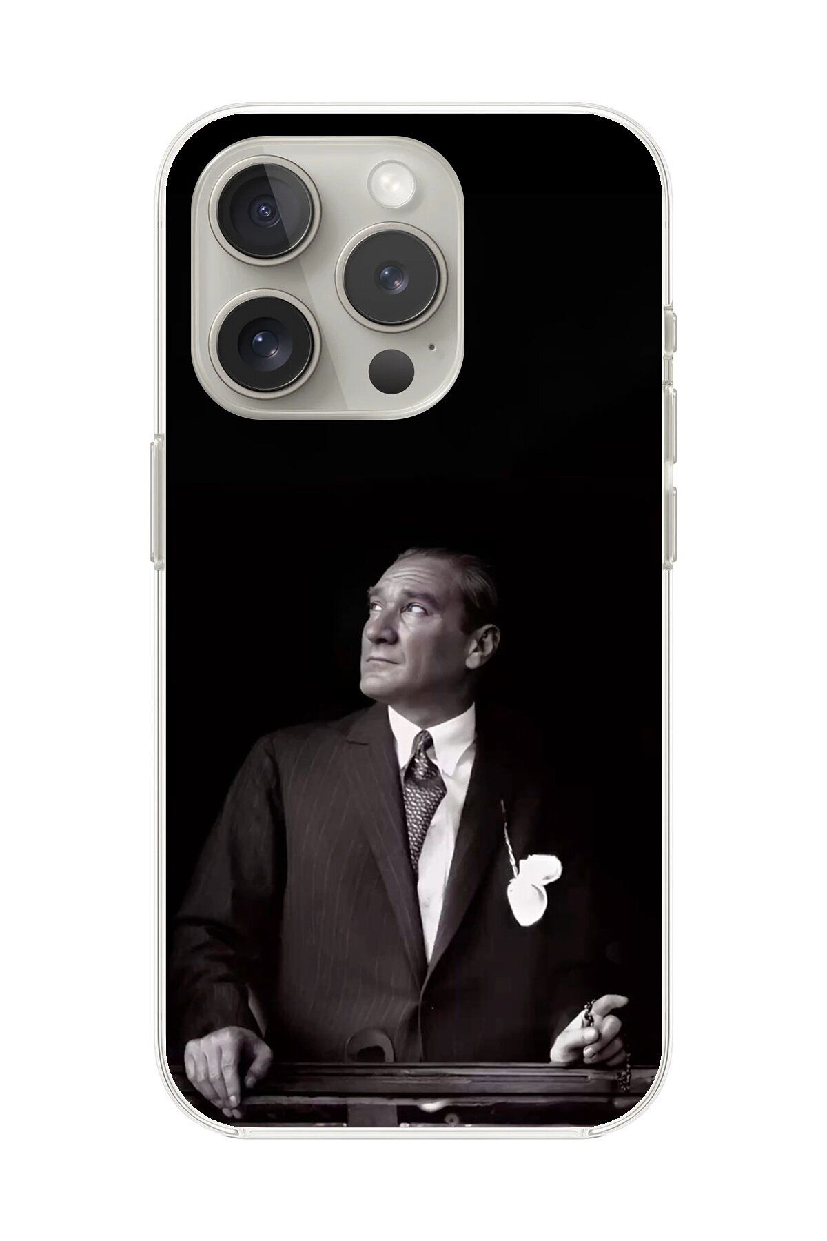 Dali Design iPhone 14 Pro Max Uyumlu Şeffaf Kılıf Atatürk 3 Tasarımlı