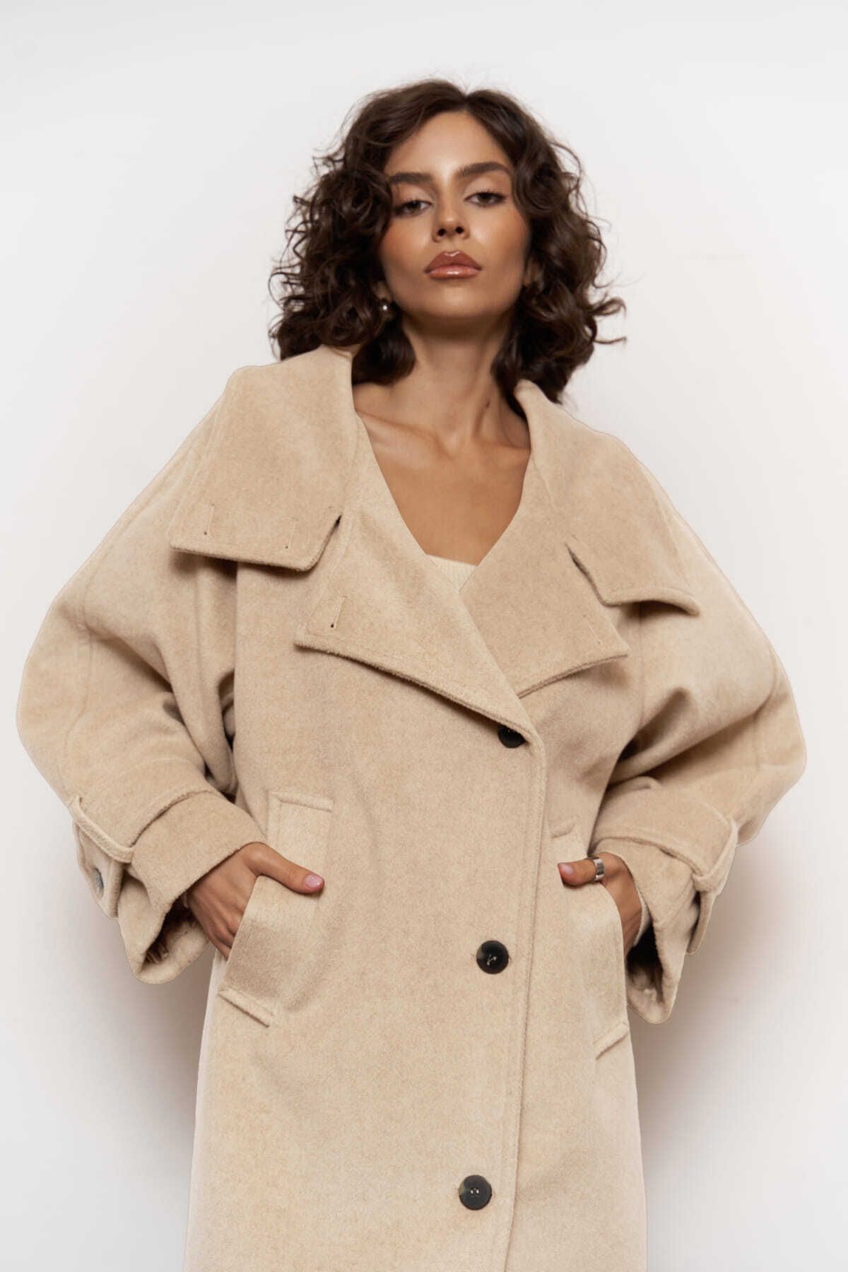 MAİ COLLECTİON-Onyx Taupe Stamp Coat 8
