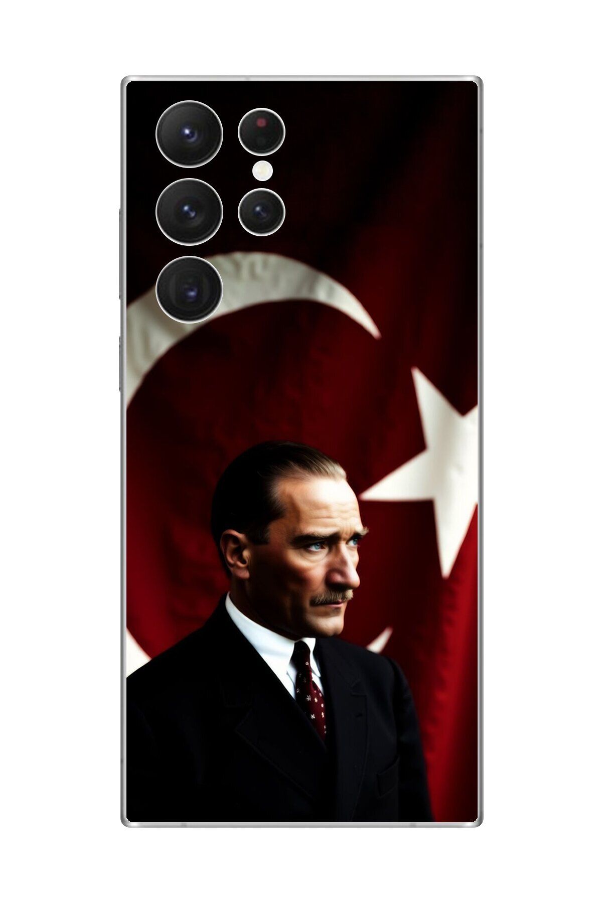 Dali Design Samsung Galaxy S22 Ultra Uyumlu Şeffaf Kılıf Atatürk 4 Tasarımlı