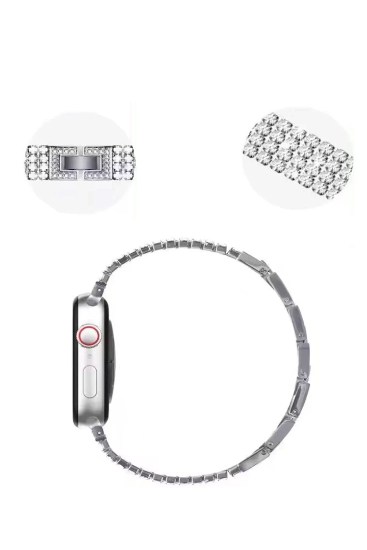 NewFace Apple Watch 42mm Live Taşlı Kordon - Siyah GLSTD