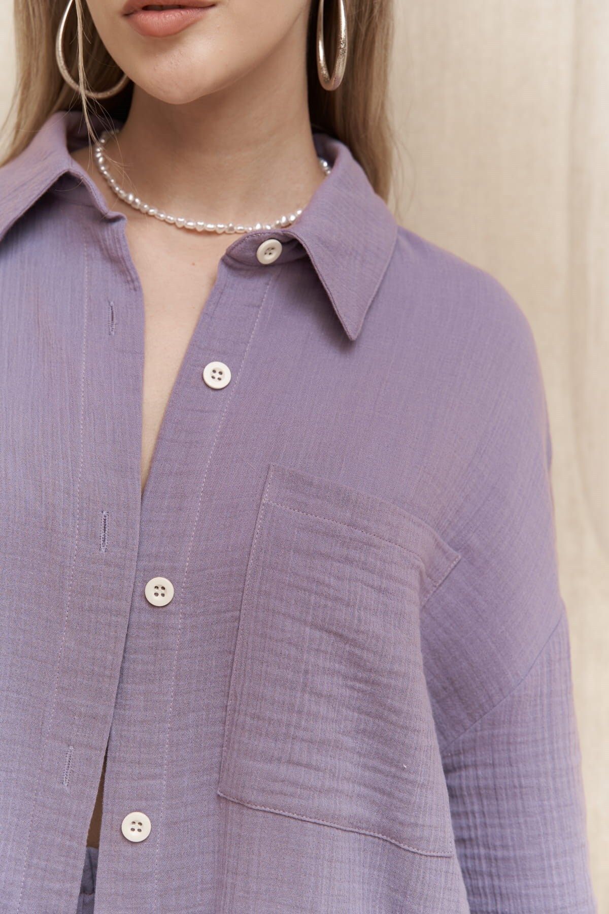 BOHEMAİ-Cosmos Lilac Muslin Shorts Set 5