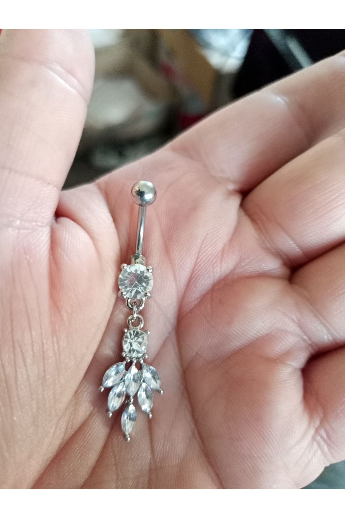 BUĞLEM Göbek Piercing Cerrahi Çelik 316L Gümüş Renk Paslanmaz Kararmaz
