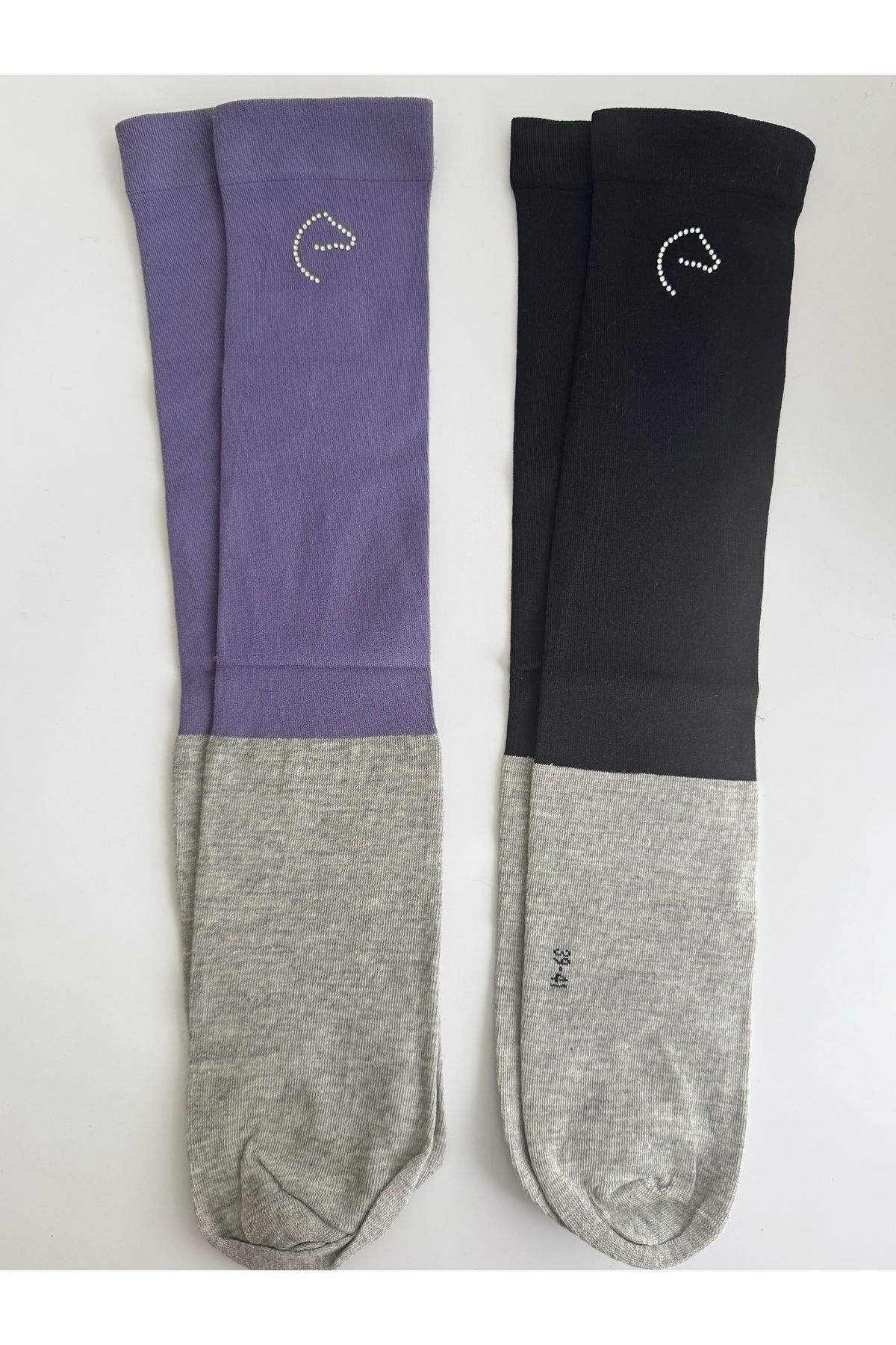 Ebr atelier MOR SİYAH 2Lİ DİZALTI ÇORAP SETİ 39-41