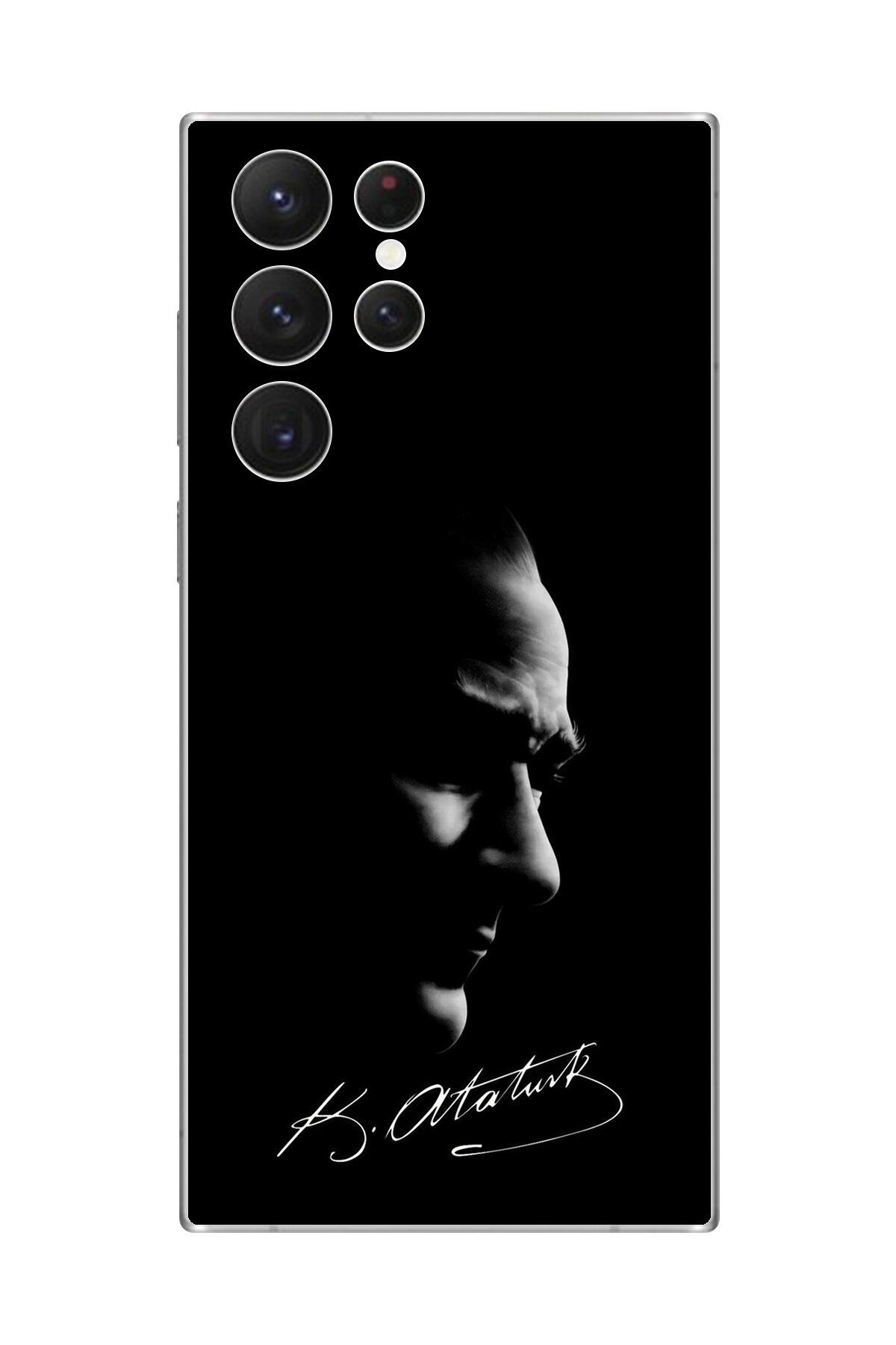 Dali Design Samsung Galaxy S22 Ultra Uyumlu Şeffaf Kılıf Atatürk 1 Tasarımlı