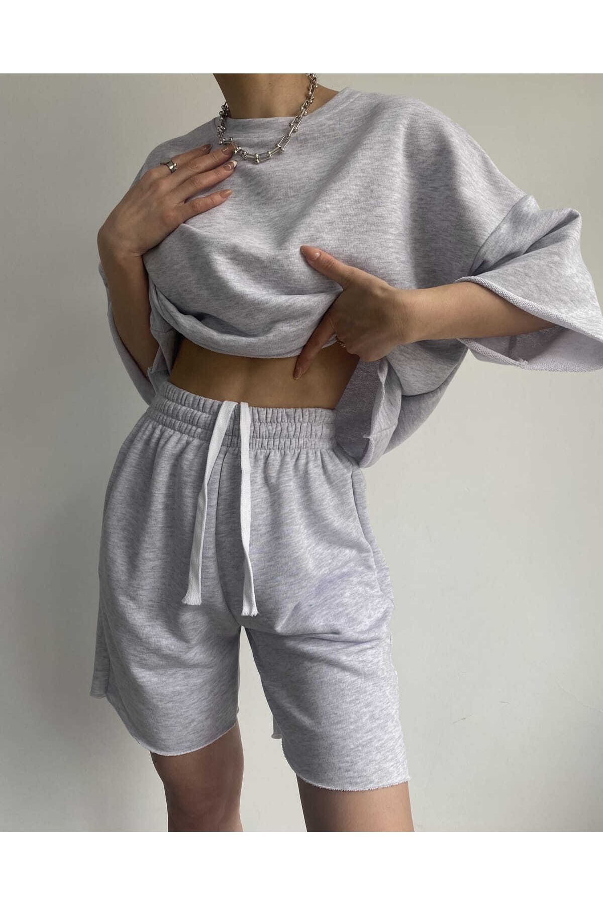 MAİ COLLECTİON Gama Oversize Carmelange Shorts T-shirt Set