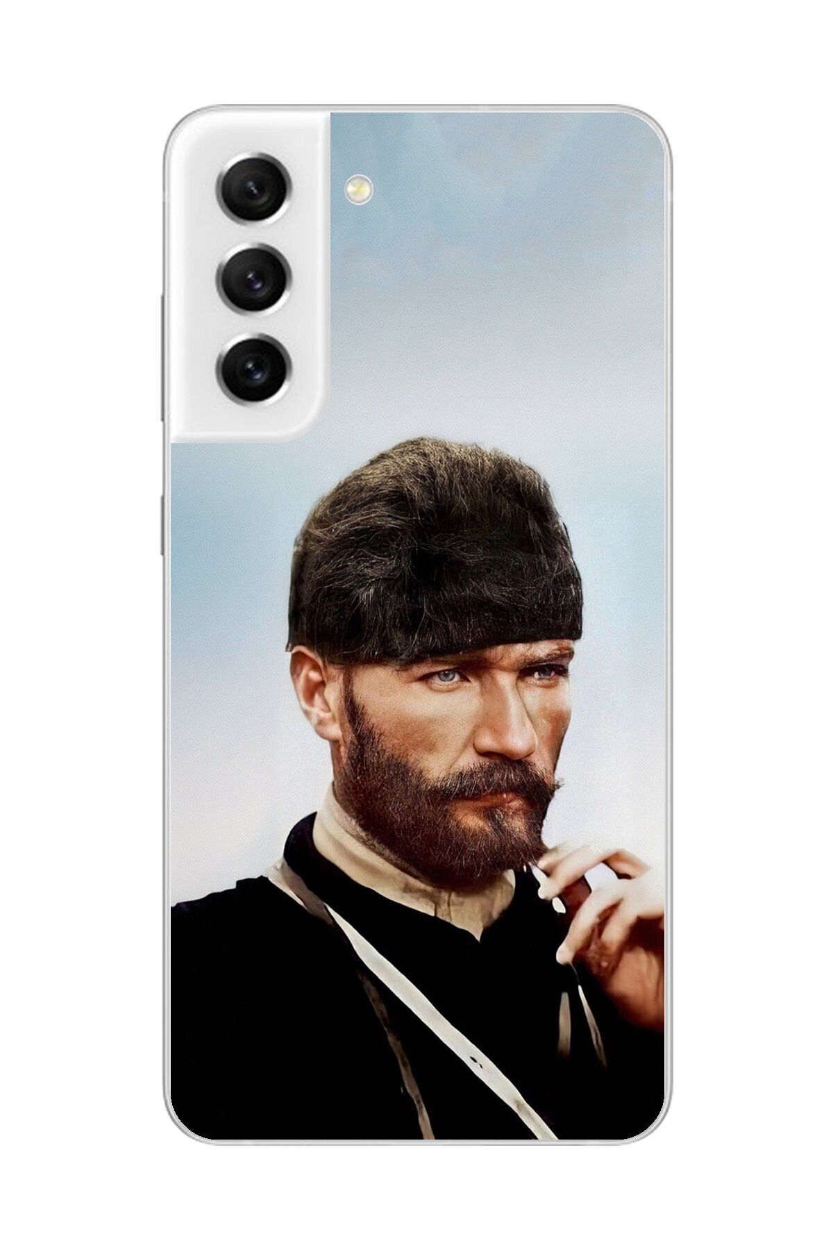 Dali Design Samsung Galaxy S21 FE Uyumlu Şeffaf Kılıf Atatürk 2 Tasarımlı