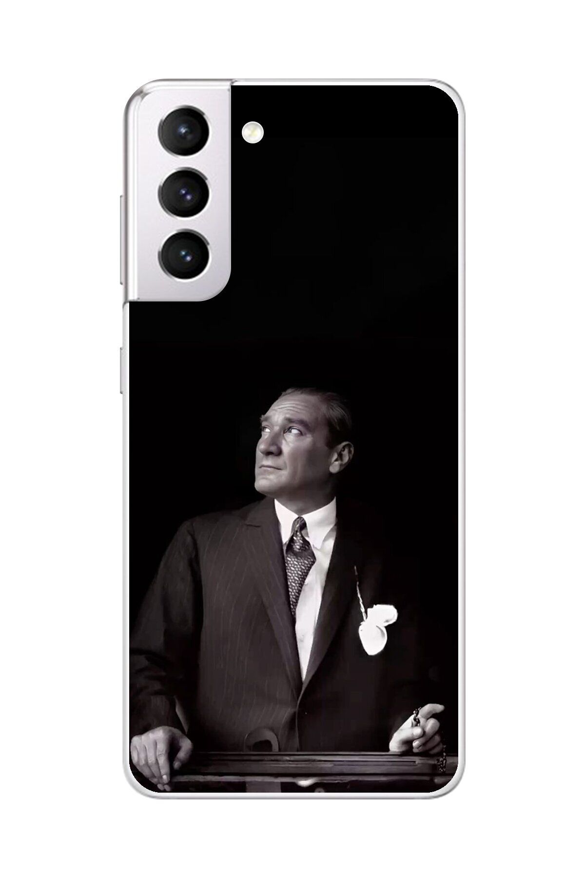 Dali Design Samsung Galaxy S21 Uyumlu Şeffaf Kılıf Atatürk 3 Tasarımlı