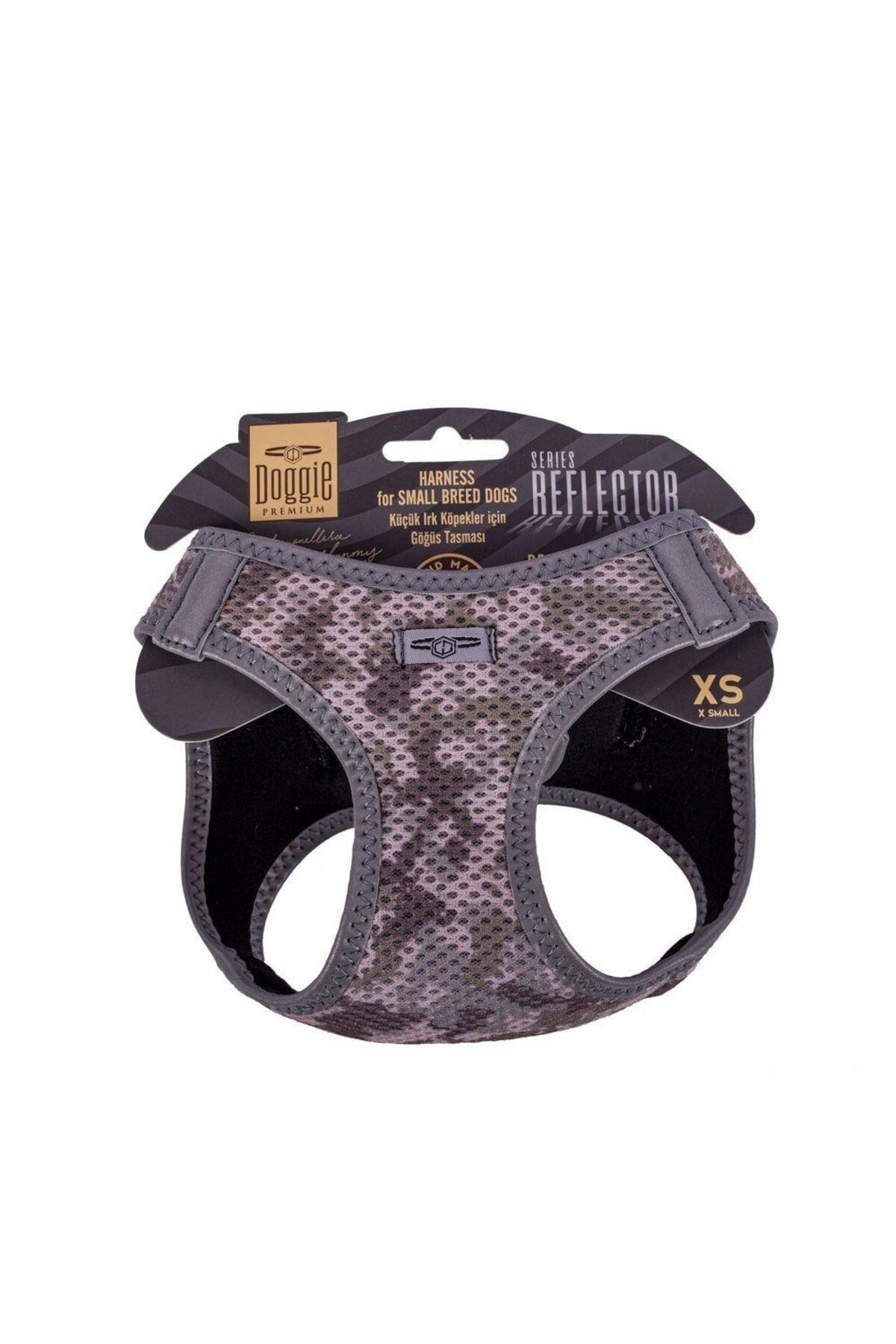 Doggie Havalı Dokuma Reflektörlü Küçük Irk Göğüs Tasması Camo 30-34 cm(ARG-XS)