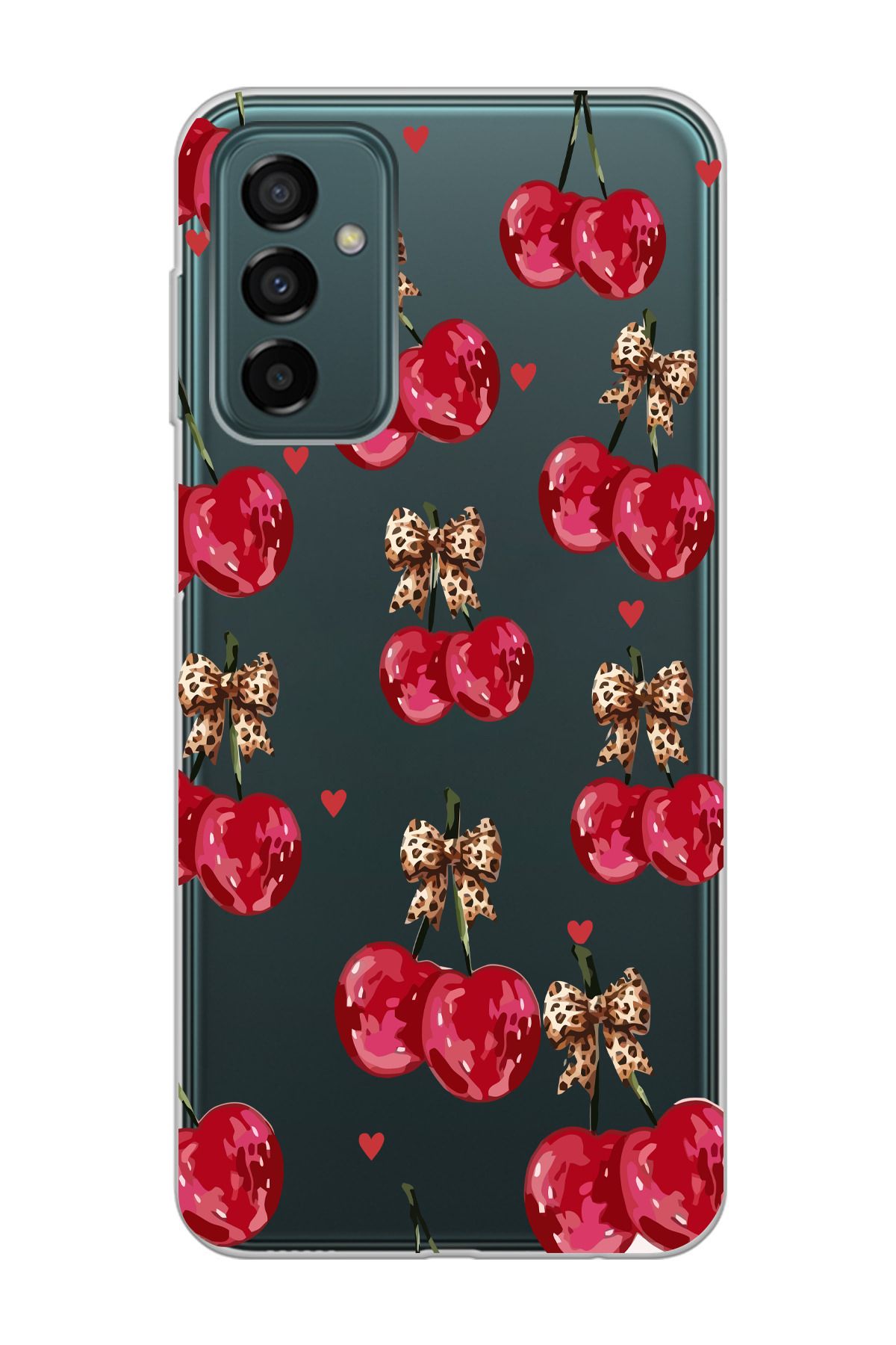 moonset Samsung Galaxy M13 / M23 Uyumlu Kiraz Tasarımlı Baskılı Şeffaf Telefon Kılıfı