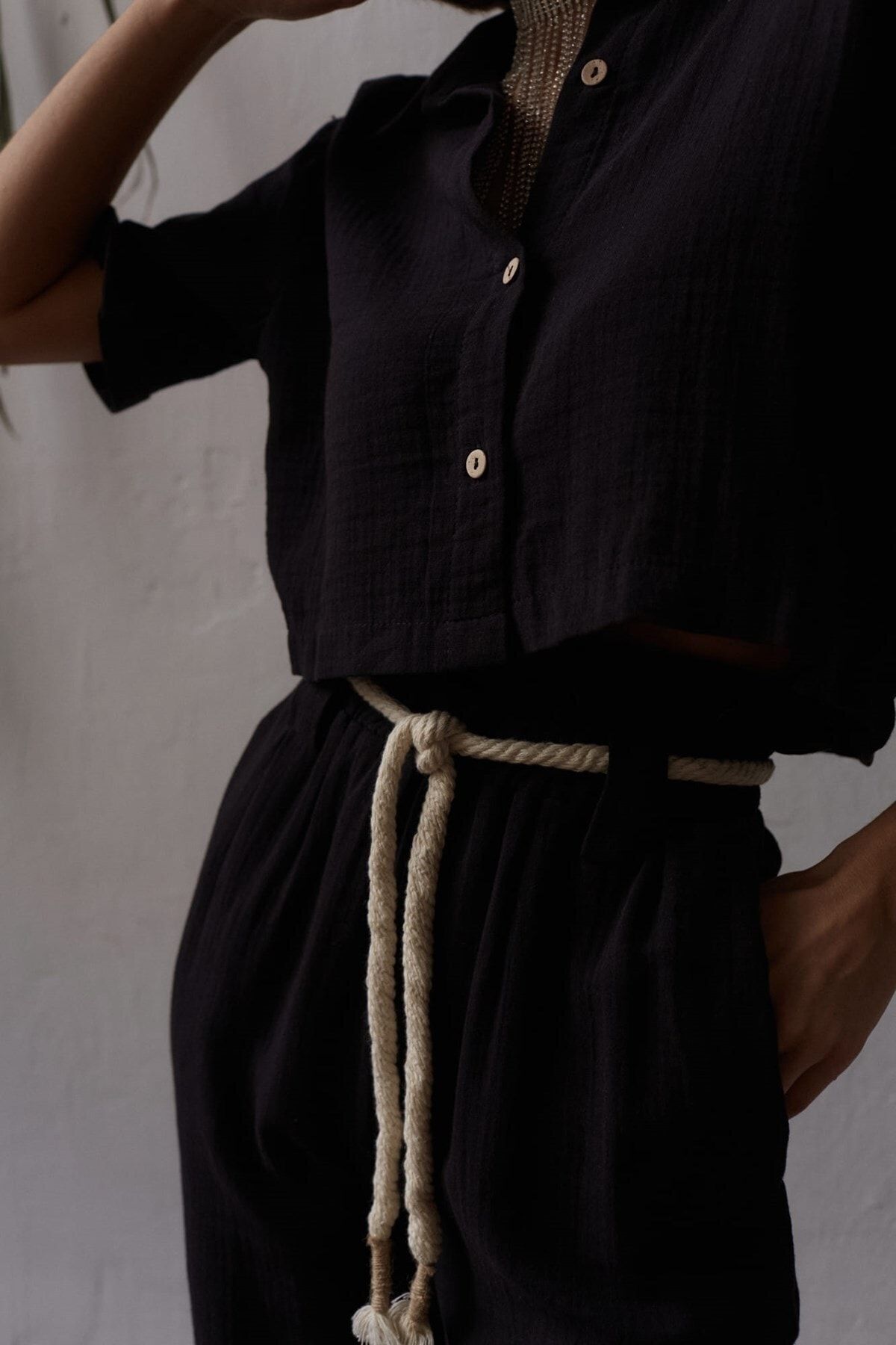 BOHEMAİ-Olympos Rope Schwarzes Musselin-Set 7