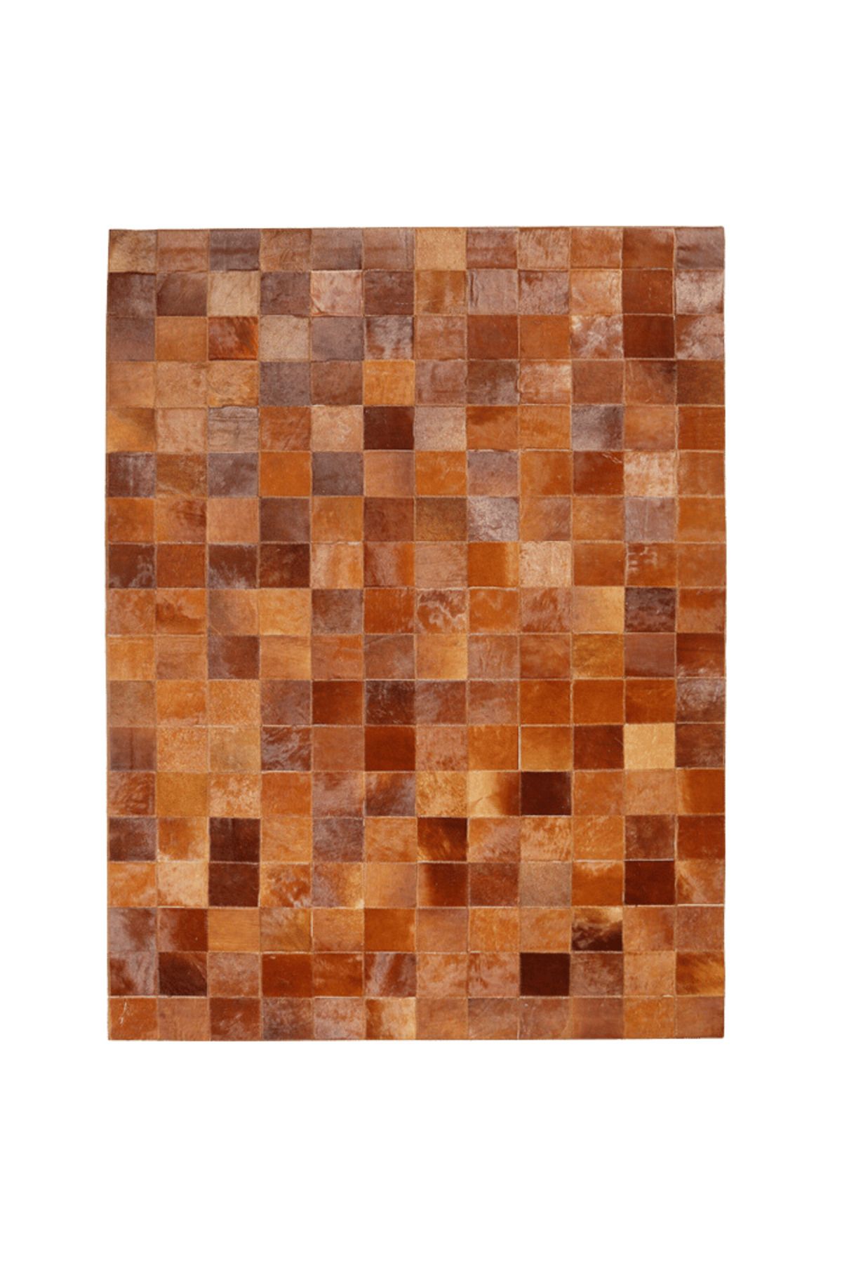 Grandhedefhalı Kahverengi Rengi Patchwork Deri Halı