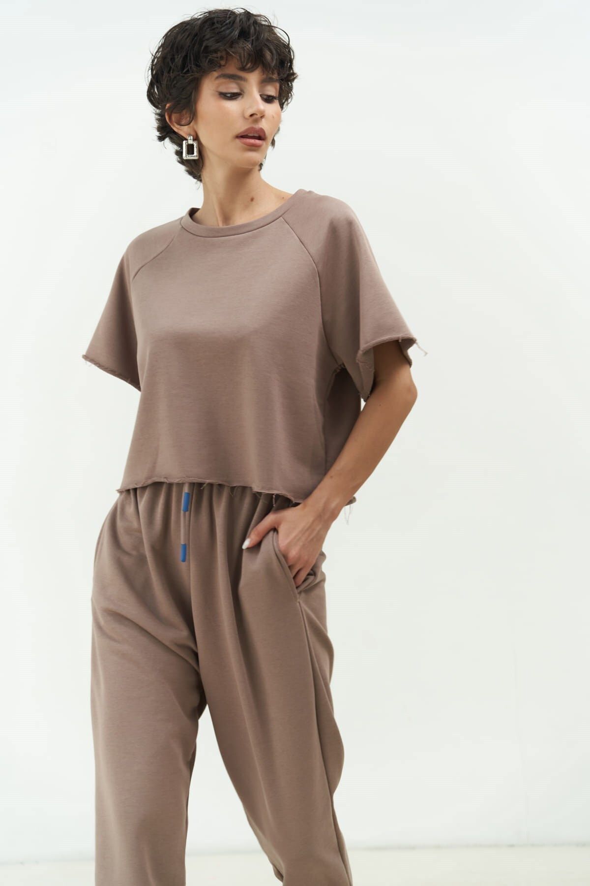 MAİ COLLECTİON-Σετ φόρμας Vero Brown Grey Crop 6