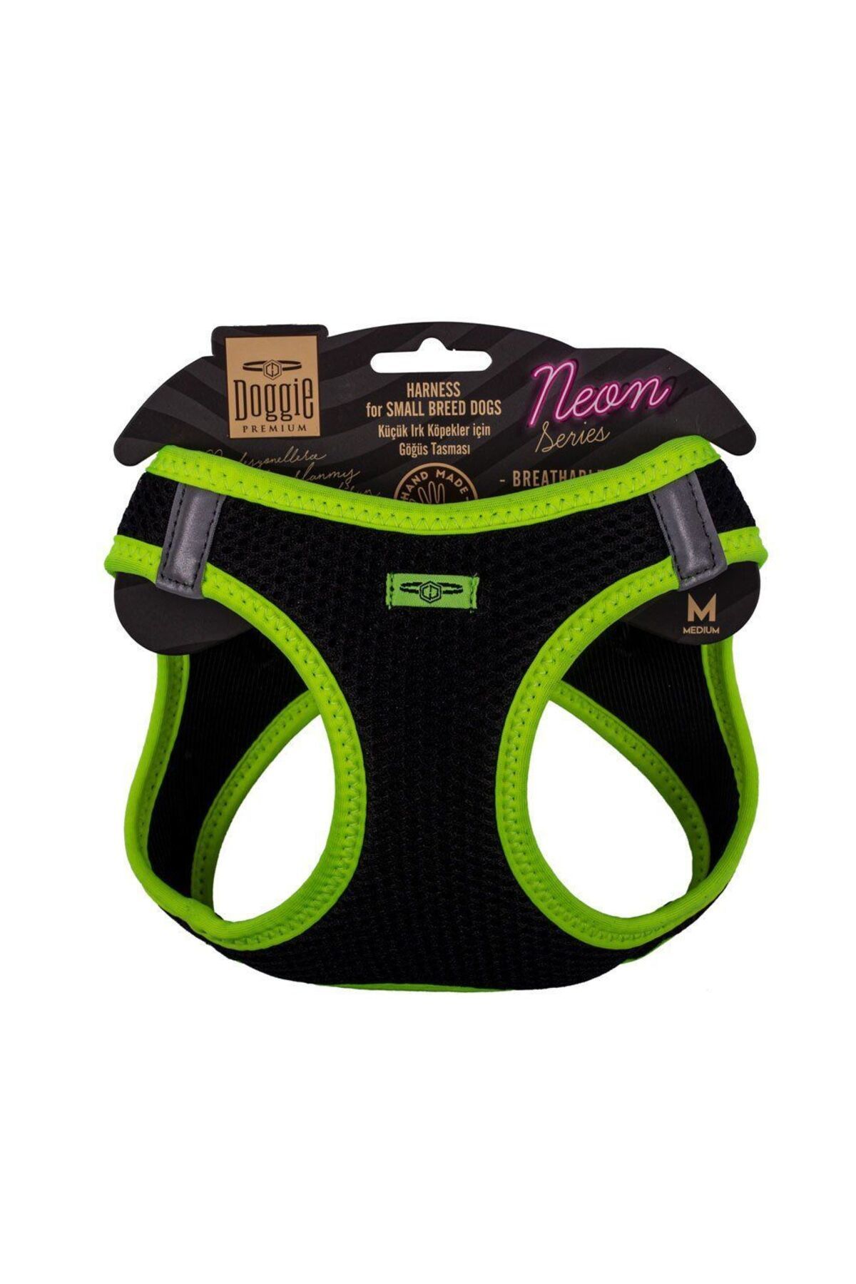 Doggie Havalı Dokuma Neon Küçük Irk Göğüs Tasması Sarı 38*44 cm (ANG-M)