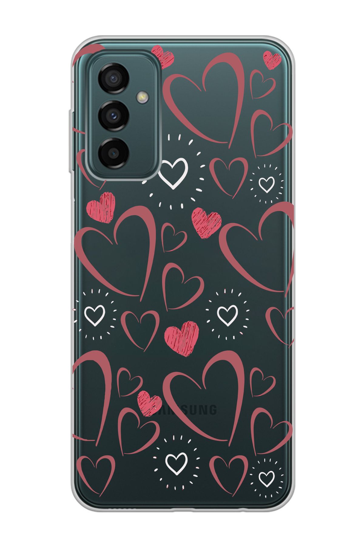 moonset Samsung Galaxy M13 / M23 Uyumlu Kalpler Tasarımlı Baskılı Şeffaf Telefon Kılıfı
