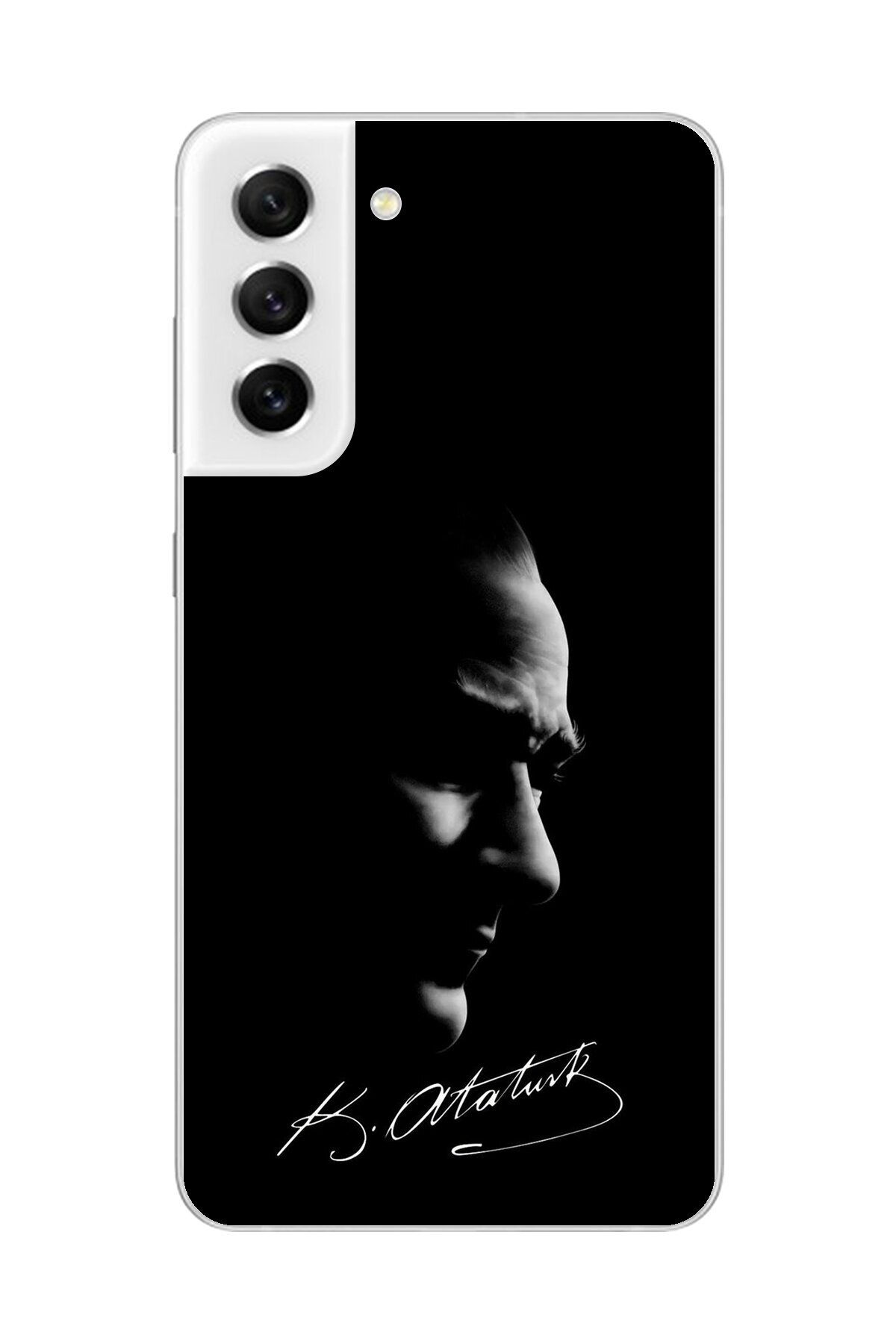 Dali Design Samsung Galaxy S21 FE Uyumlu Şeffaf Kılıf Atatürk 1 Tasarımlı