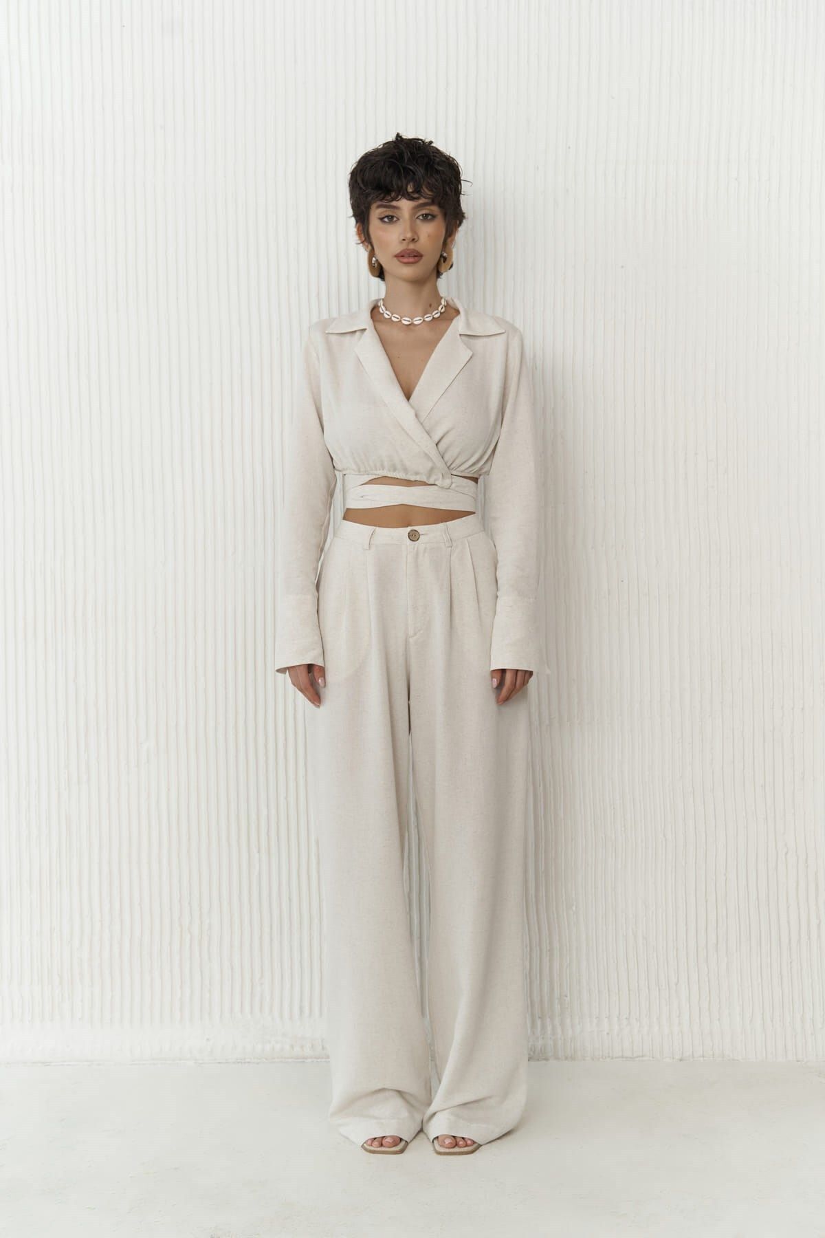 BOHEMAİ-Bézs Crop Pants szett - Estila 2