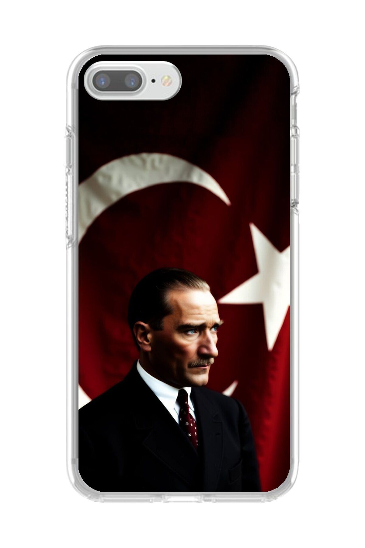 Dali Design iPhone 8 Plus Uyumlu Şeffaf Kılıf Atatürk 4 Tasarımlı