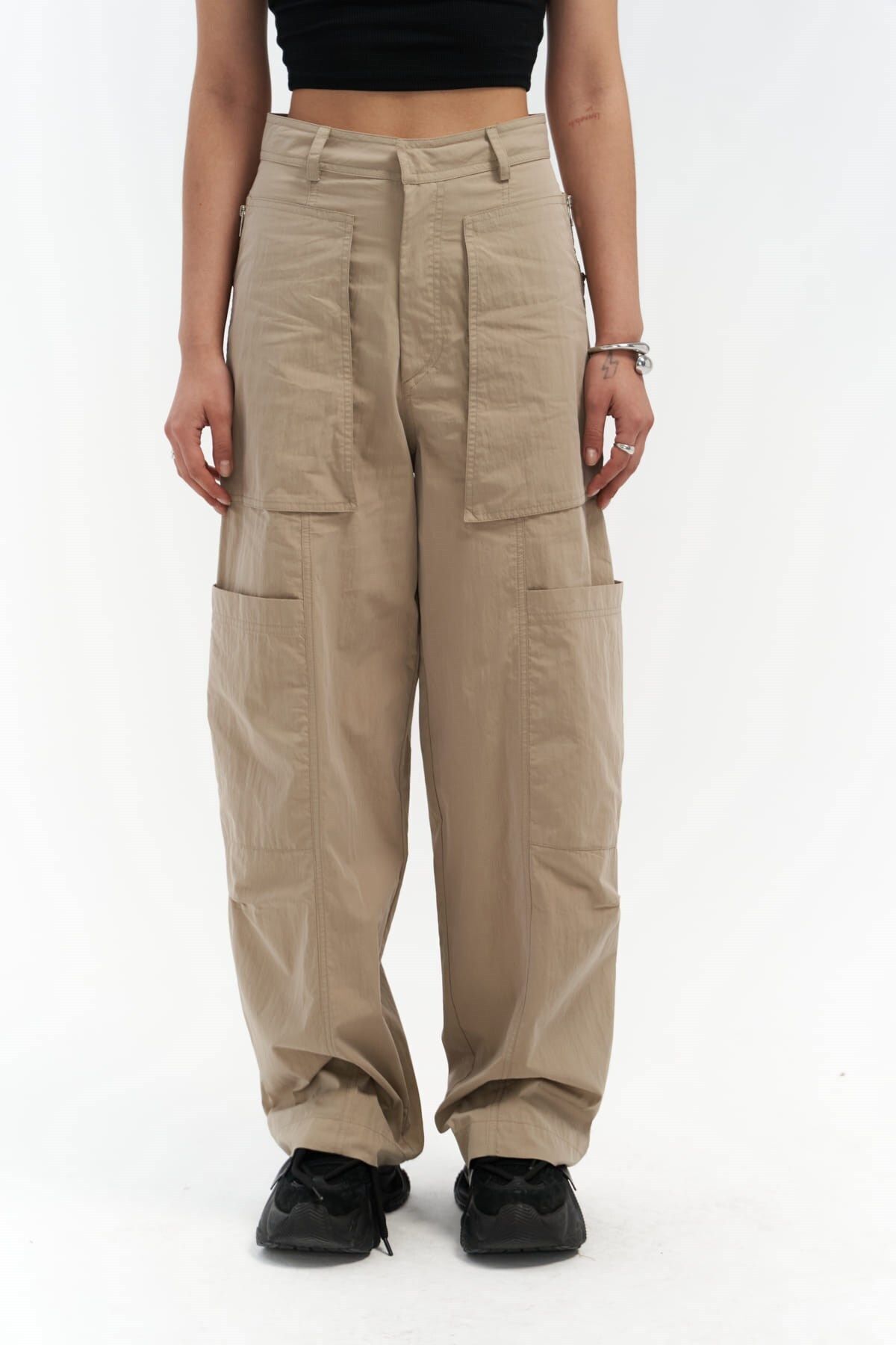 MAİ COLLECTİON-Παντελόνι Wendy Beige Parachute Cargo 3