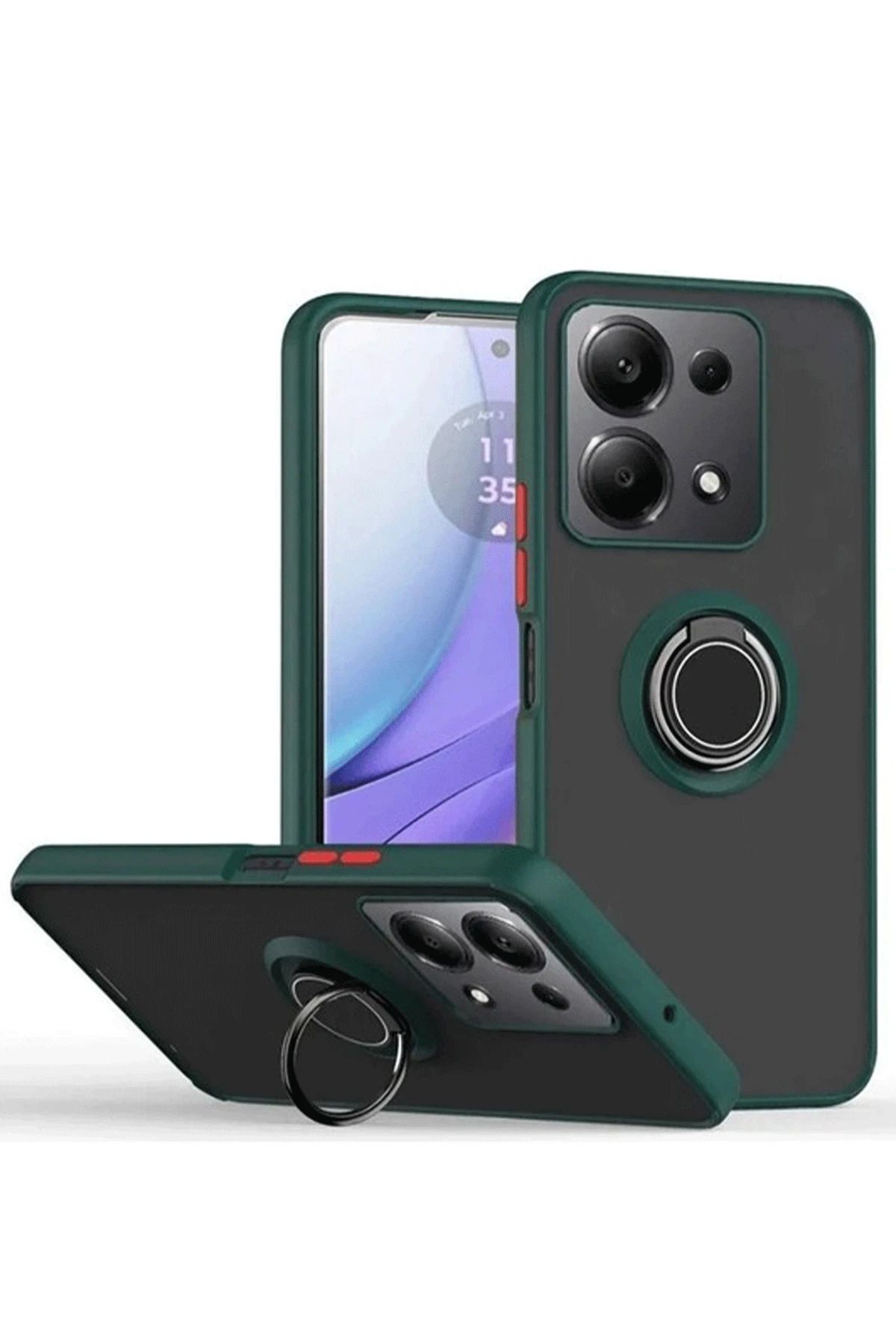NewFace Xiaomi Redmi Note 13 Pro 5G Kılıf Montreal Yüzüklü Silikon Kapak - Yeşil ZRNET