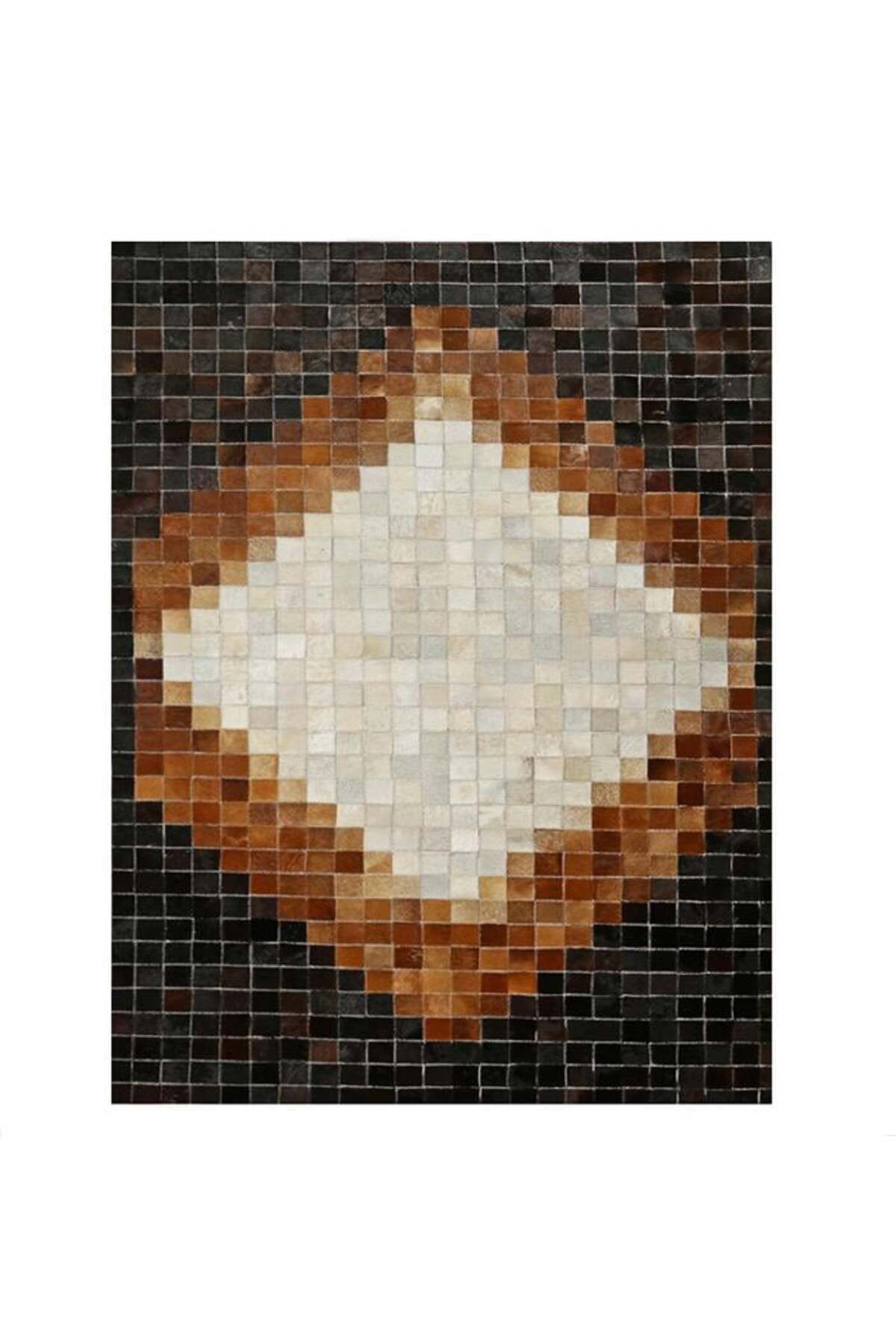 Grandhedefhalı Kahverengi Rengi Patchwork Deri Halı