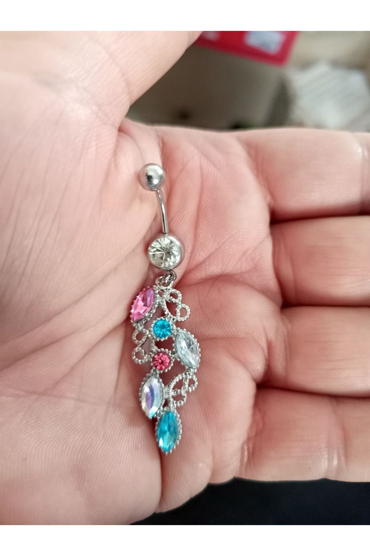 BUĞLEM Göbek Piercing Cerrahi Çelik 316L Gümüş Renk Paslanmaz Kararmaz
