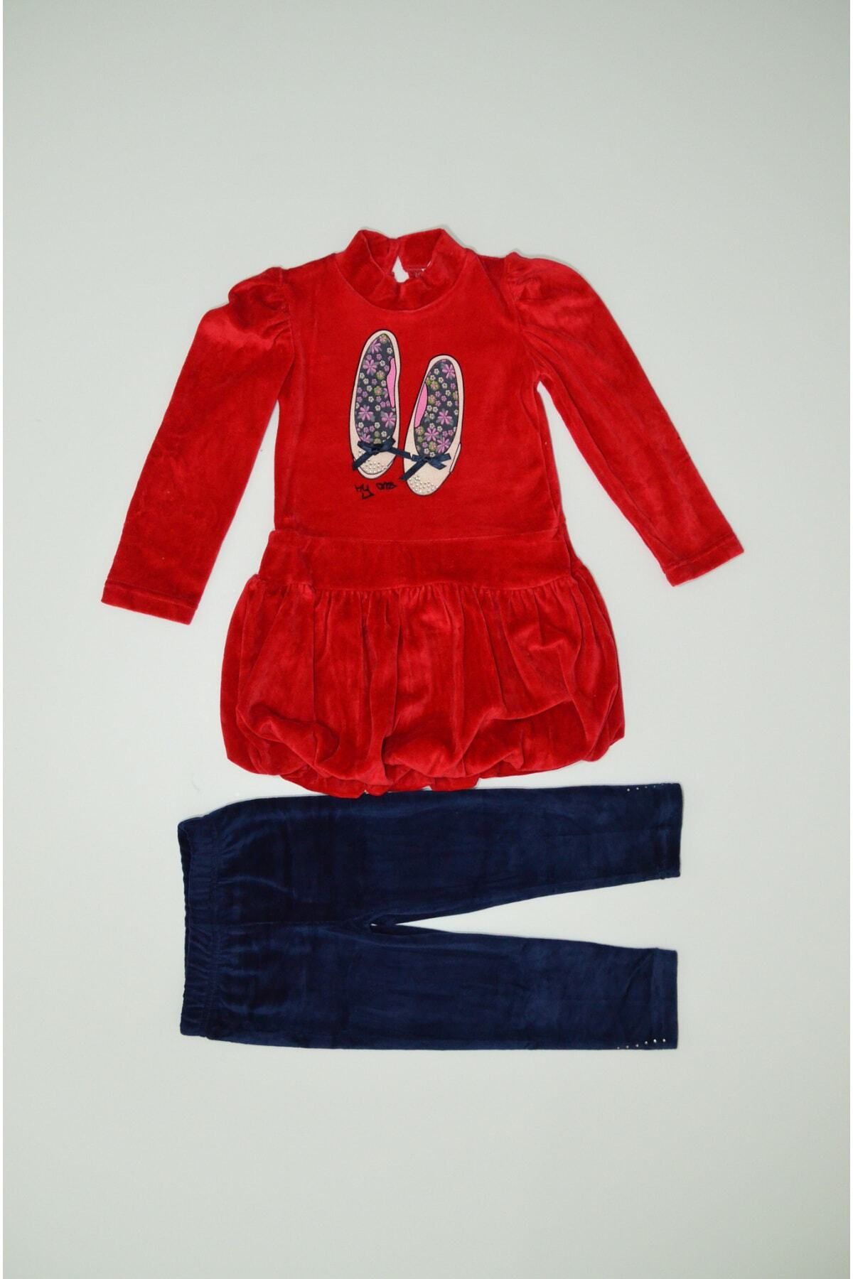 Baby Slon Kids Clup KOPYA - Mevsimlik Kadife Ayakkabılı Kız Takım