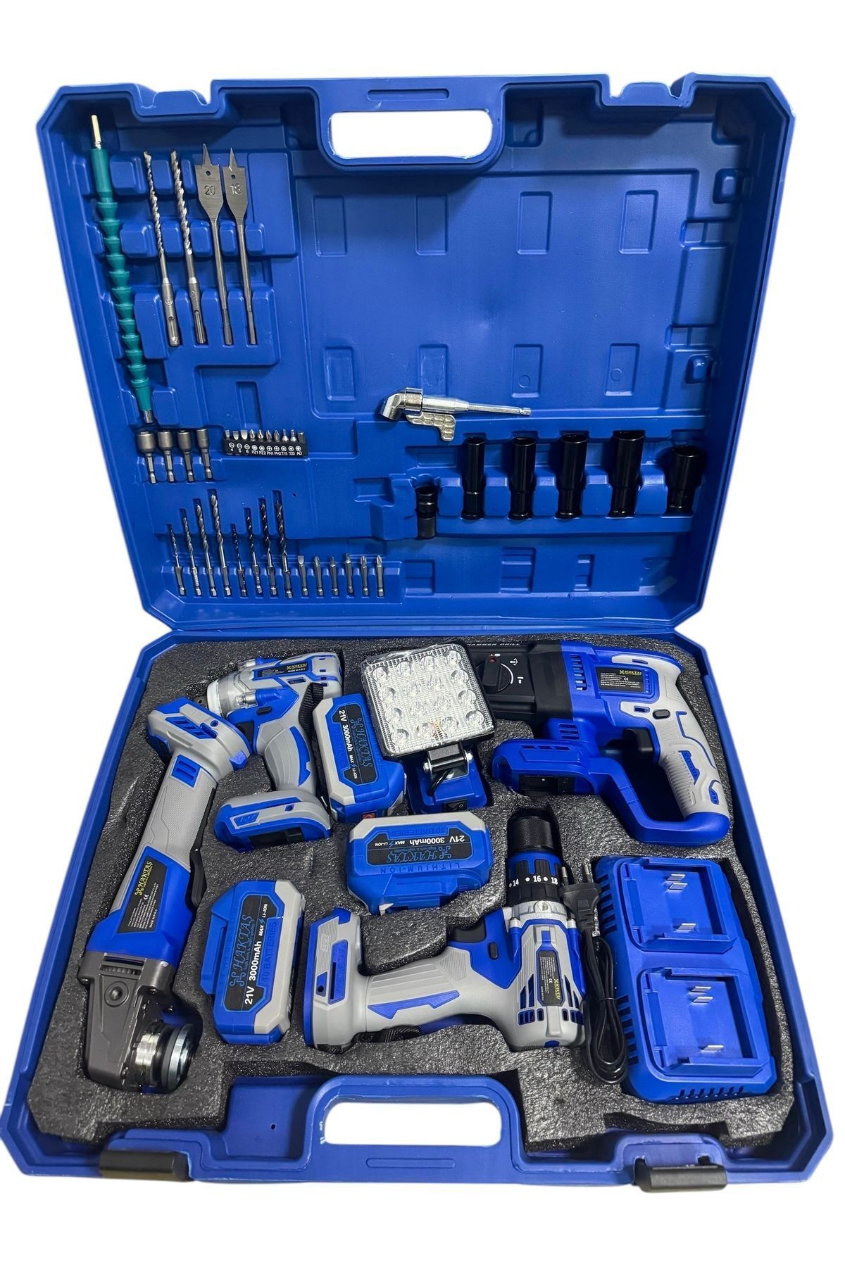 teknotrust 5 li set şarjlı matkap + hilti + somun sökme + Spral + Led lamba