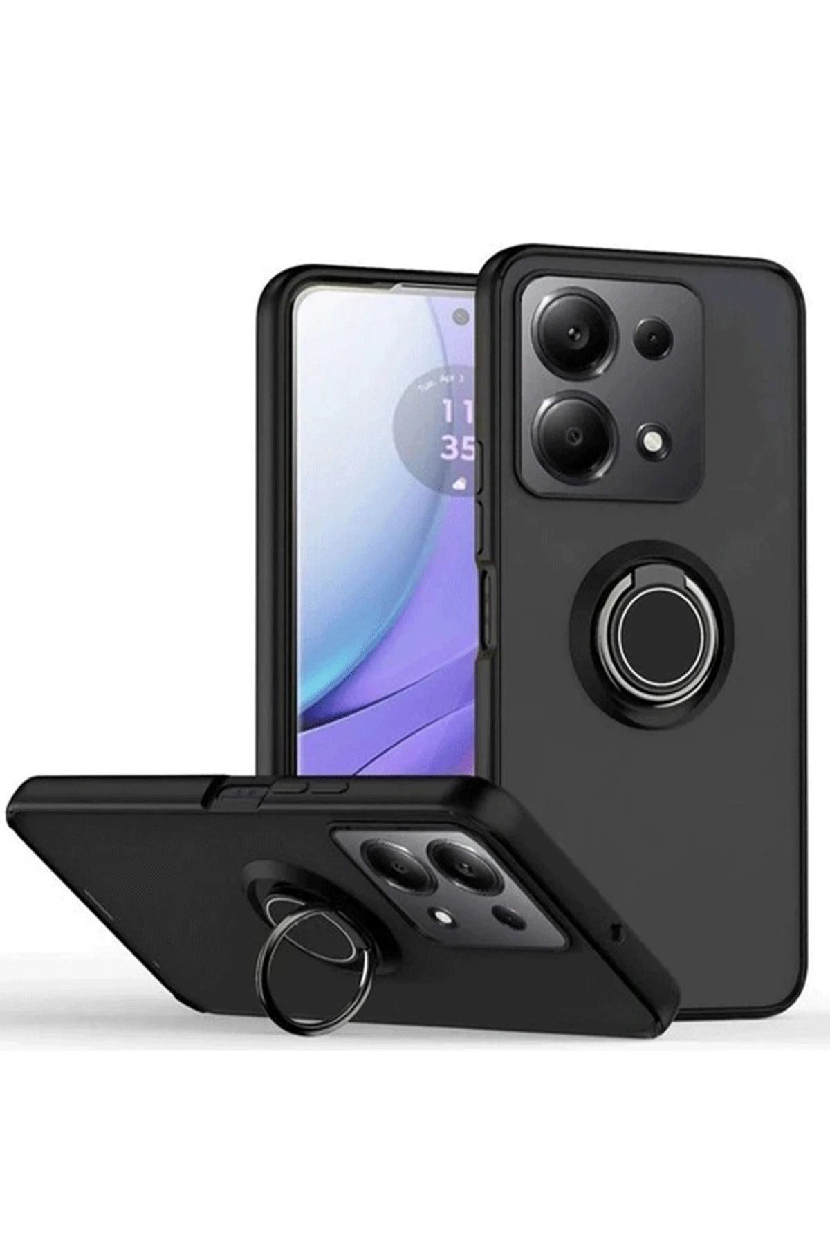 NewFace Xiaomi Redmi Note 13 Pro 5G Kılıf Montreal Yüzüklü Silikon Kapak - Siyah GLSTD
