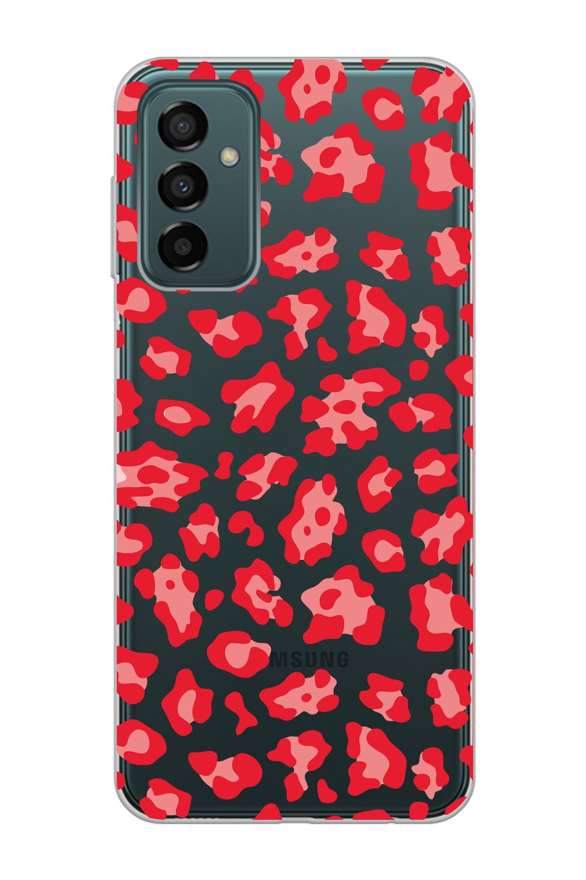 moonset Samsung Galaxy M13 / M23 Uyumlu Leopar Desen Tasarımlı Baskılı Şeffaf Telefon Kılıfı