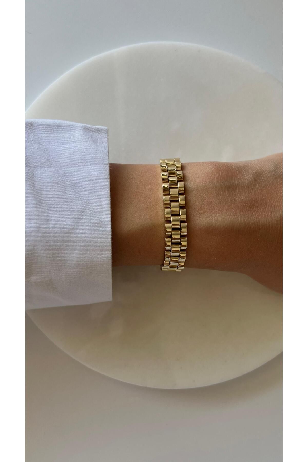 rimeaccessories çelik üzeri 14k altın kaplama xuping alerji yapmayan kordon model gold bileklik