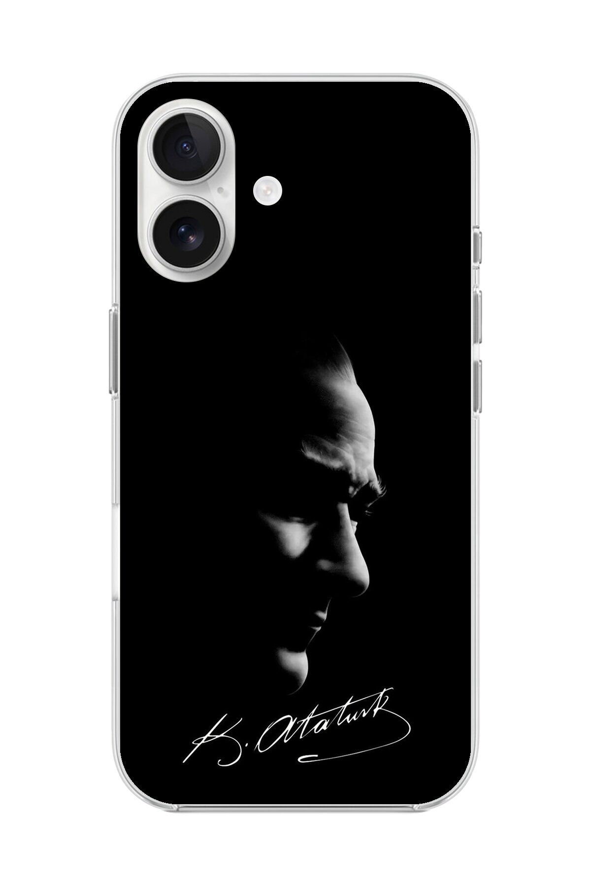 Dali Design iPhone 16 Plus Uyumlu Şeffaf Kılıf Atatürk 1 Tasarımlı