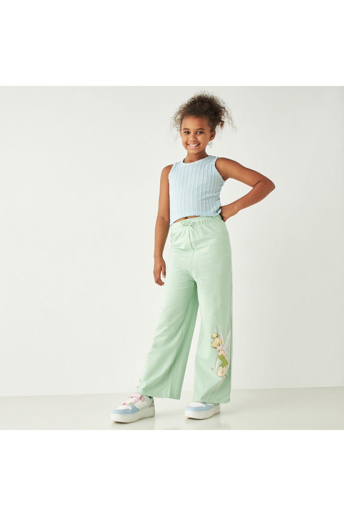 Disney-Tinker Bell Print Track Pants with Drawstring Closure 2